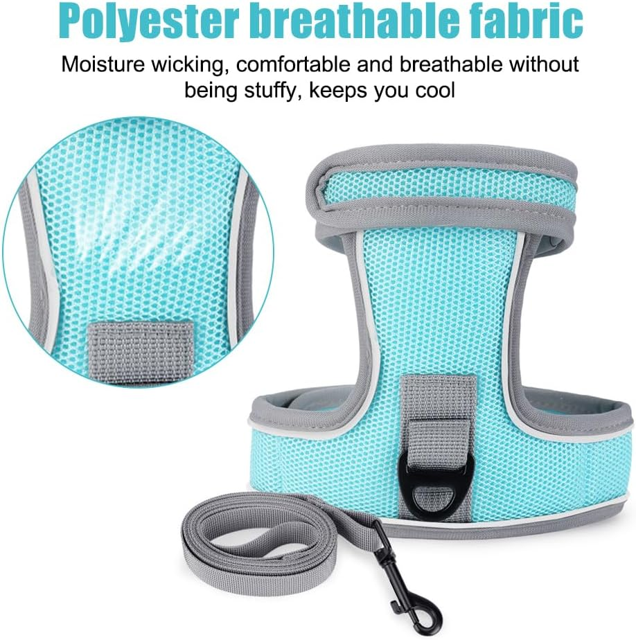 Cat Harness with Lead, Breathable Escape Proof Harness, Cat Lead Set, Adjustable Reflective Cat Mesh Vest for Cats, Kittens, Chihuahua, Rabbits image number 4