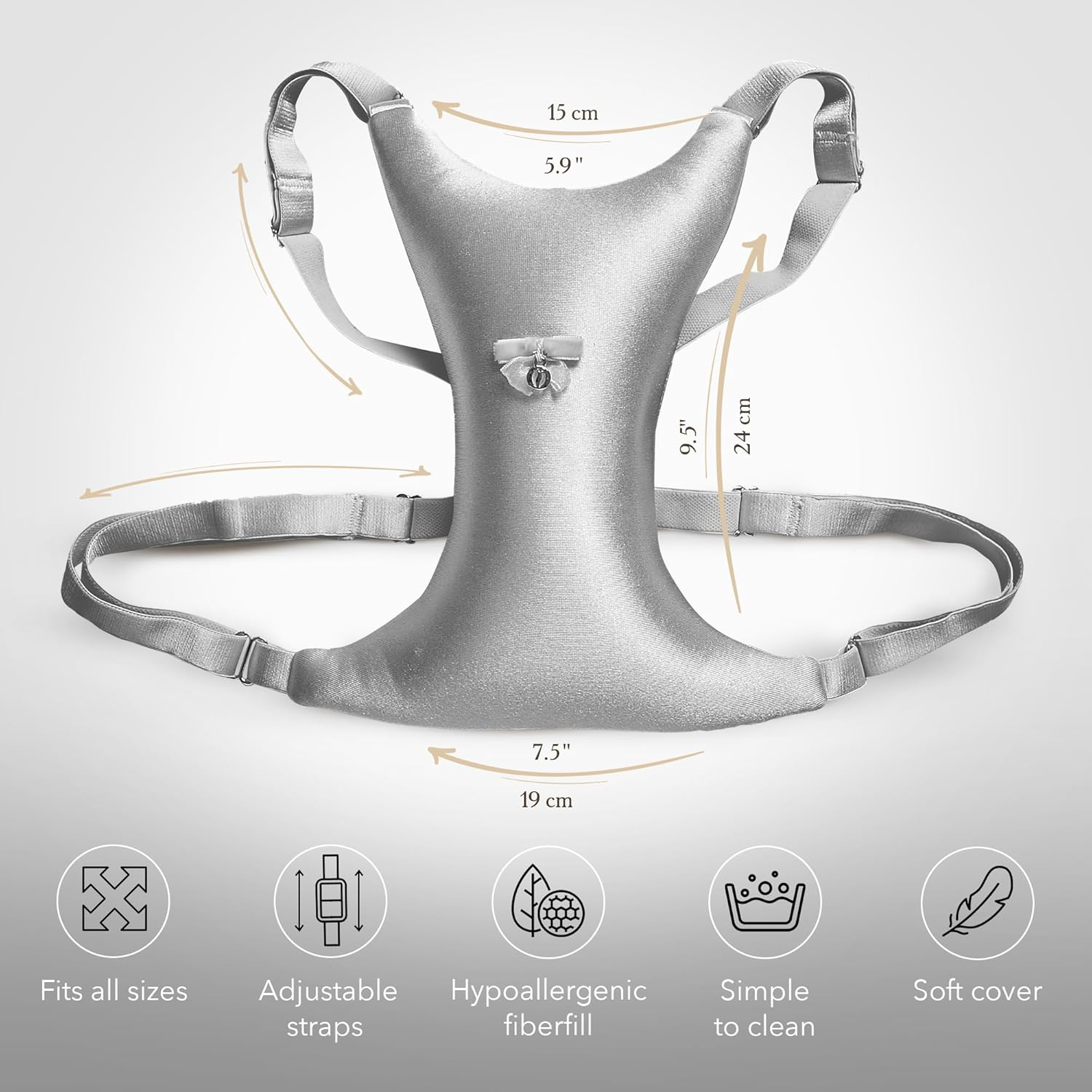 Breast Pillow Chest Wrinkles Prevention and Breast Support (Silver) image number 2