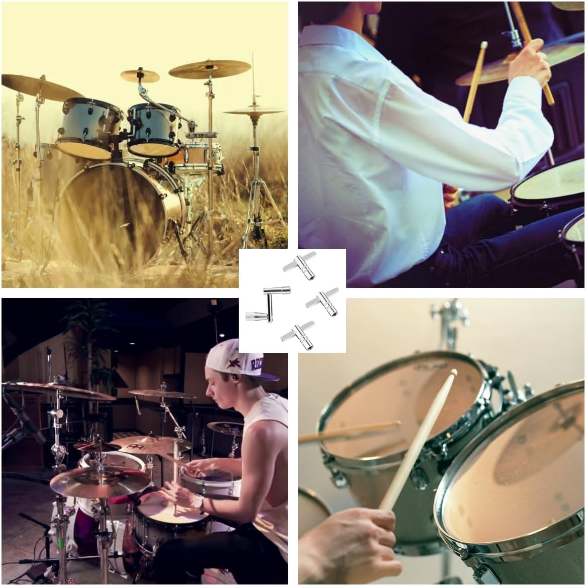 Universal Drum Kit Accessories Z T Drum Keys 3Pcs Drum Tuning Key with 1Pcs Continuous Standard Motion Speed Key image number 6