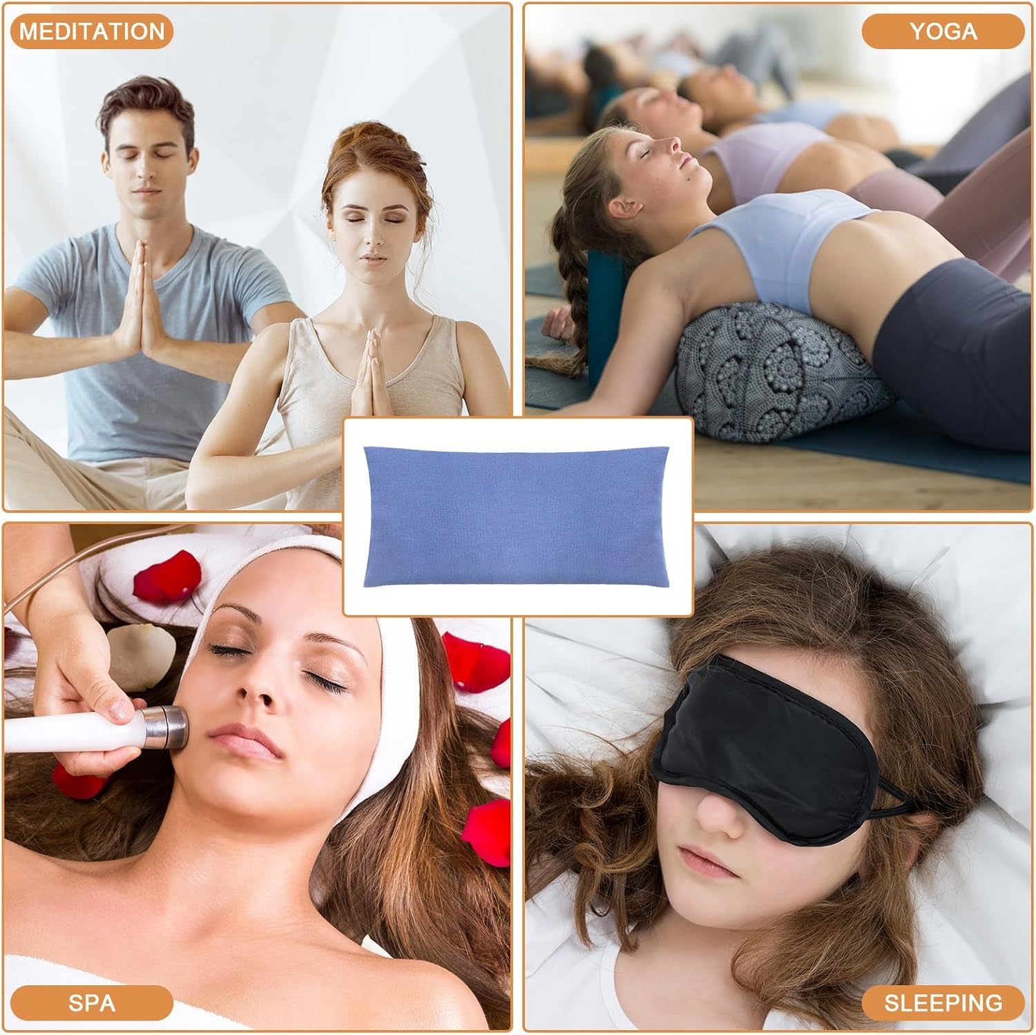 Smoothnovelty 6 Pack Washable Cotton Eye Pillow Case Removable Unscented Zippered Eye Pillow Cover 9.06 X 4.53 Inches for Yoga Relaxation Sleeping Meditation Spa Migraine Relief Massage Accessories image number 3