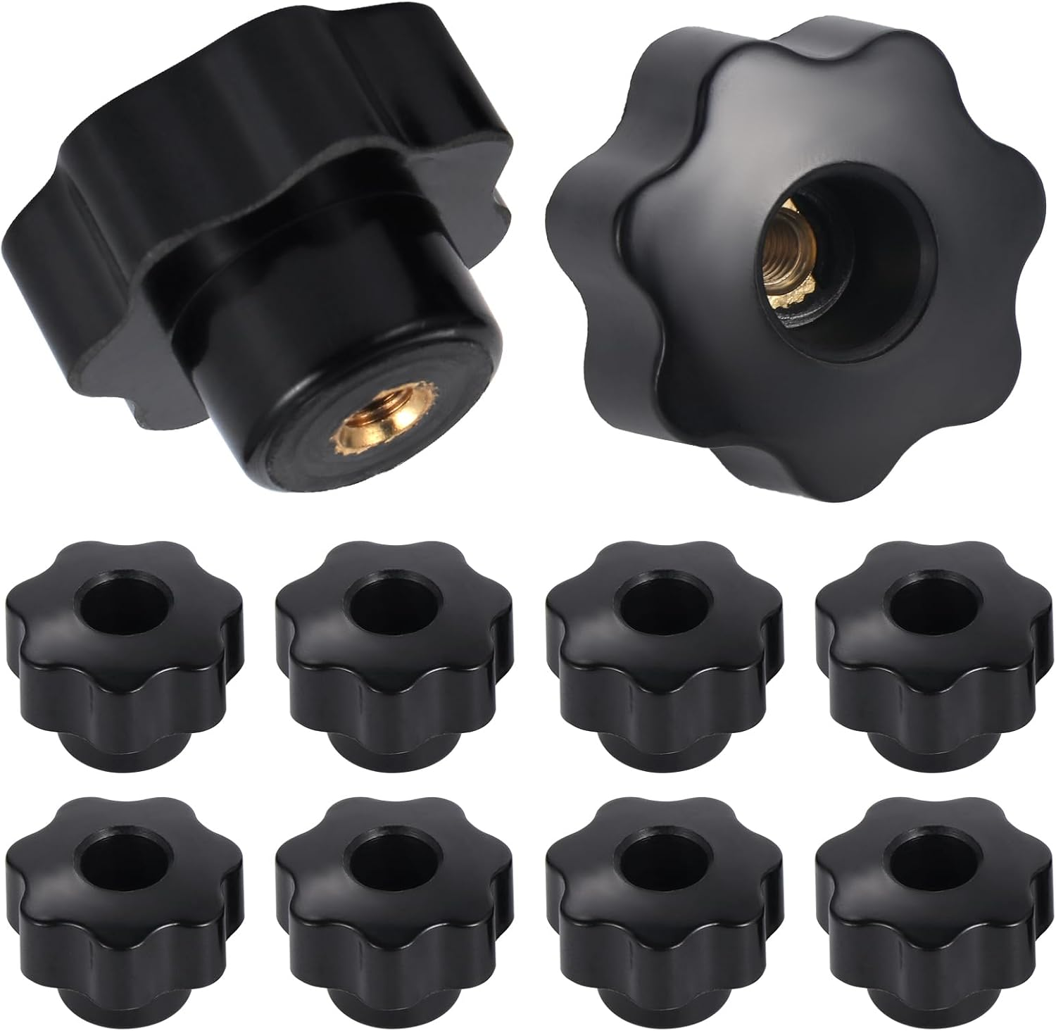 Mynoozi 10 PCS Star Knob M4 Black Plastic through Hole Knobs, Female Threaded Knob, Knobs Grip Handle for Machine Tool image number 2