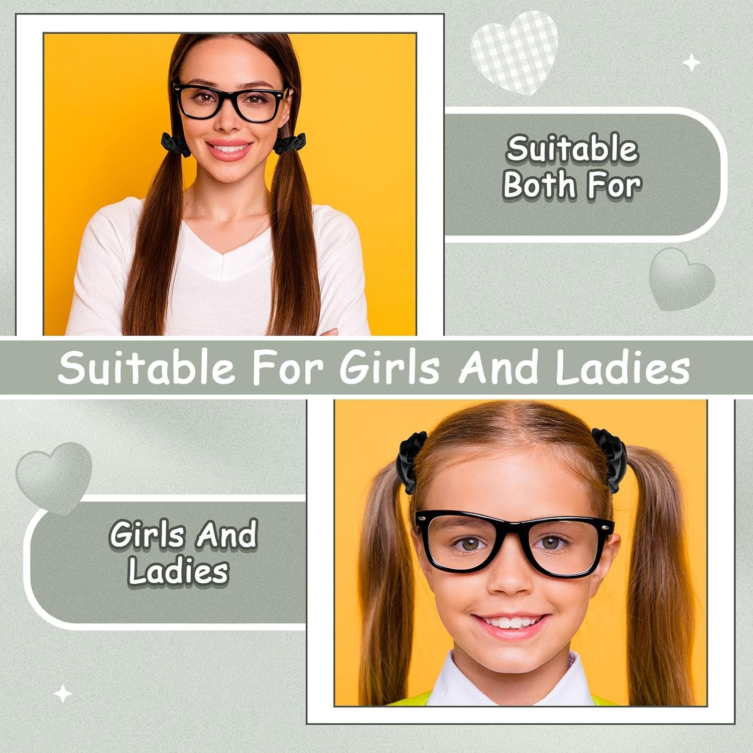 Tigeen 24 Pcs Scrunchies Bulk Soft Hair Scrunchies Cotton Solid Colors Thick Elastic Bands Ponytail Ties for Women Valentine'S Day Hair Accessories Favors (Black) image number 5