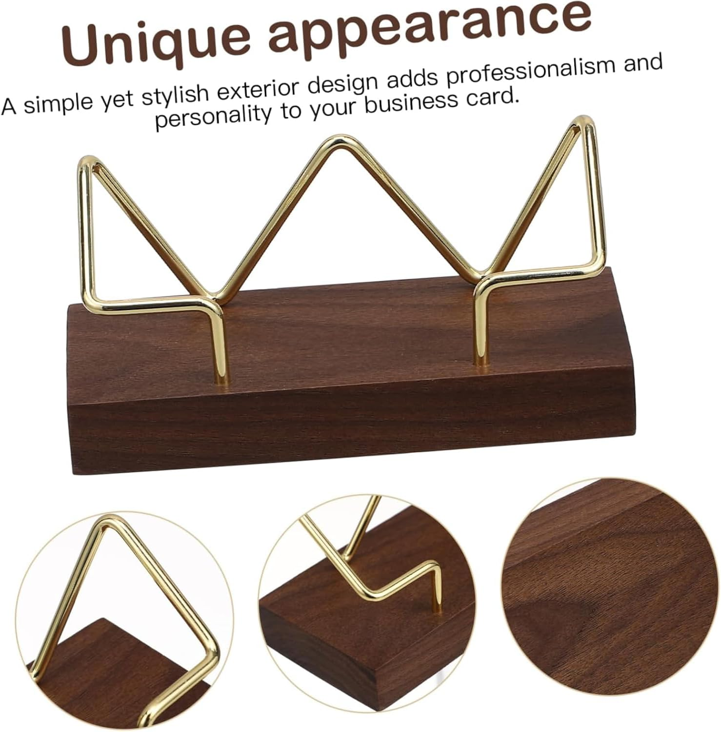 2 Pcs Wood Business Card Holder for Desk, Business Card Organizer, Wooden Business Card Display Stand Postcard Holder, Tabletop Display Stand for Office Home (W) - B image number 2