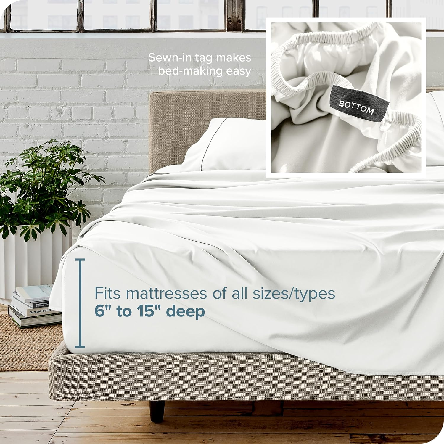 Bare Home Twin XL Sheet Set - College Dorm Size - Premium 1800 Ultra-Soft Microfiber Sheets Twin Extra Long - Double Brushed - Hypoallergenic - Wrinkle Resistant (Twin XL, Warm White) image number 3