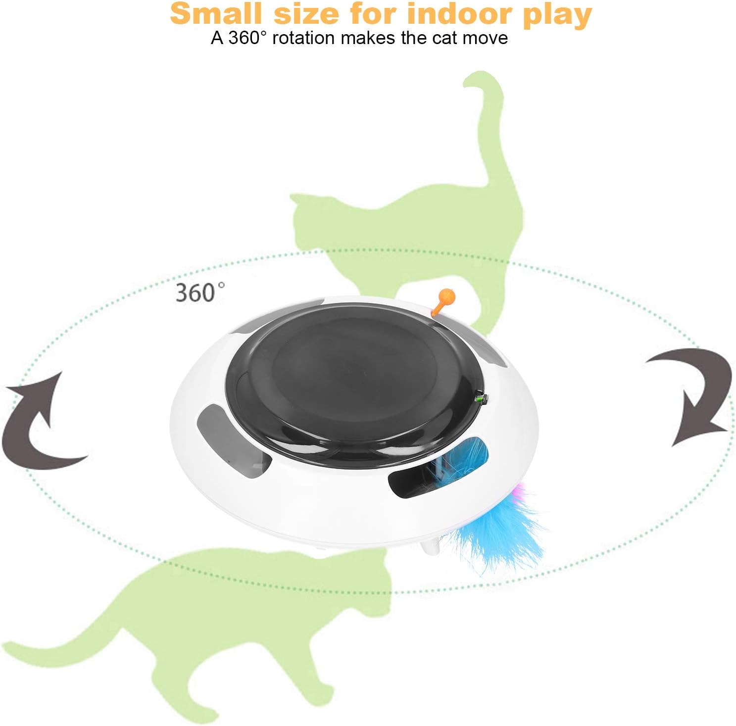 EVTSCAN Cat Kitten Turntable Toy, Feather Interactive Training Toys, Pet Electric Supplies, for Cat Hunting Training Exercise image number 4