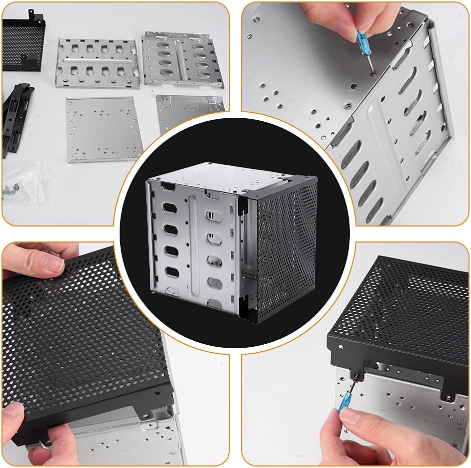 Stainless Steel Hard Drive Cage, 5.25" to 5X3.5 Rack SAS for Computer, Hard Driver Tray with Fan Space -Galvanized Steel Plate Adapter Rack Bracket Free Size image number 5