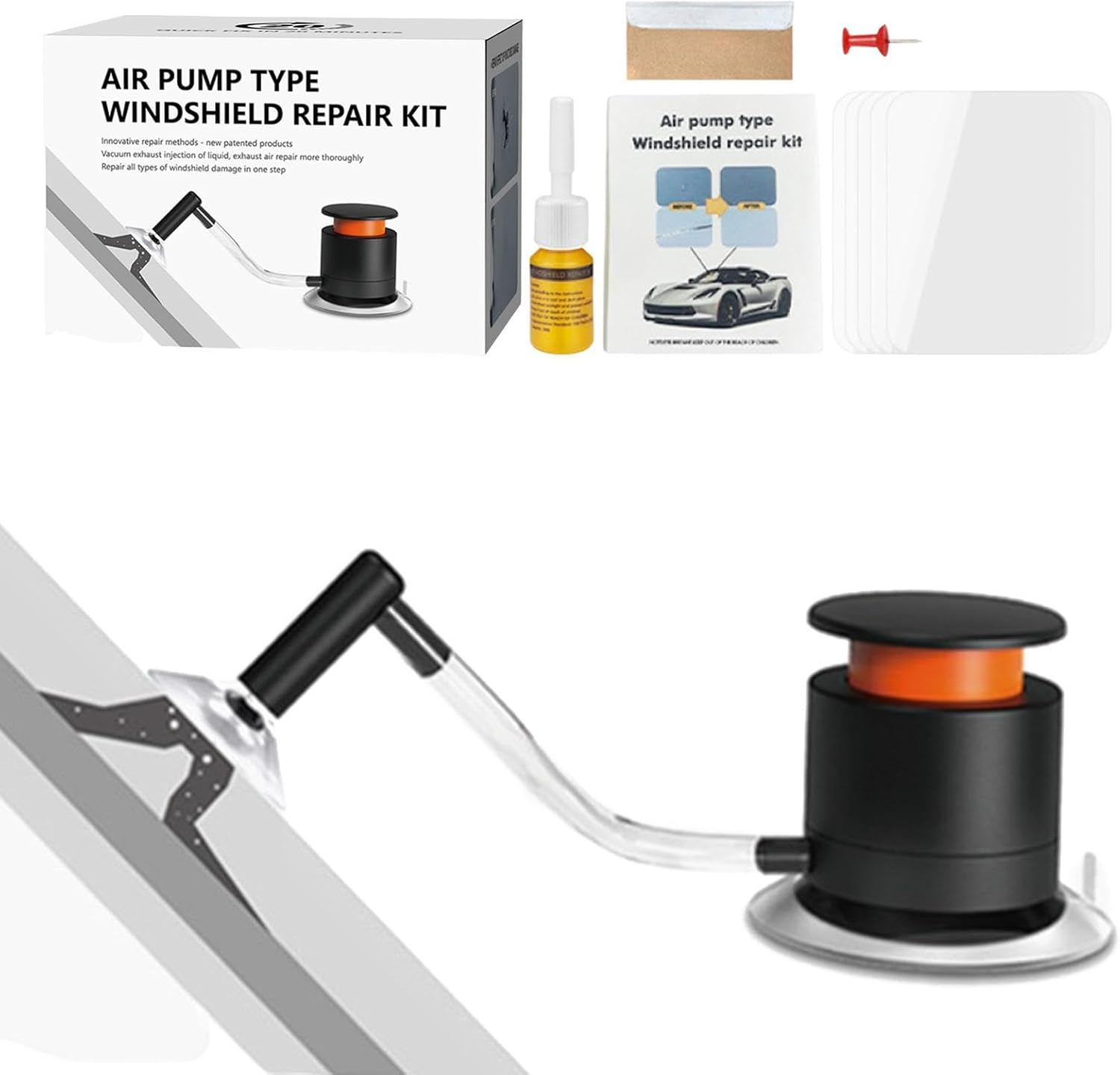 Automotive Windshield Repair Kit - Fast and Effective Adhesive Paste, Portable Vehicle Maintenance Equipment | Nano Fluid for Glass Crack Fix, Air Pump Type Tool for Chips & Star-Shaped Cracks image number 5
