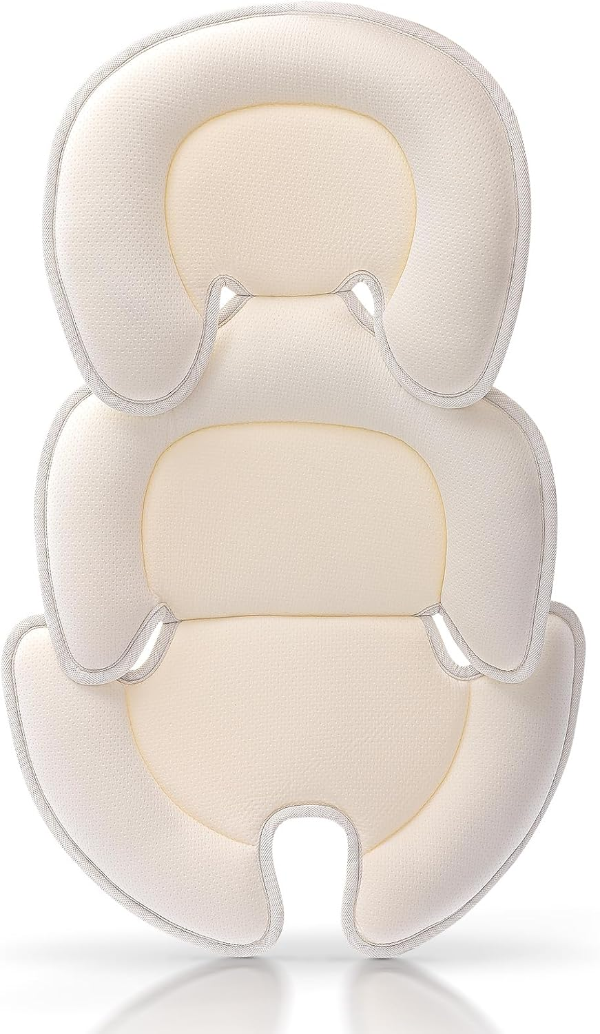 Infant Car Seat Insert, Car Seat Head and Body Supports for Babies, Soft Car Seat Insert Cushion Pad Suit for Infant Car Seats and Baby Strollers(Beige)