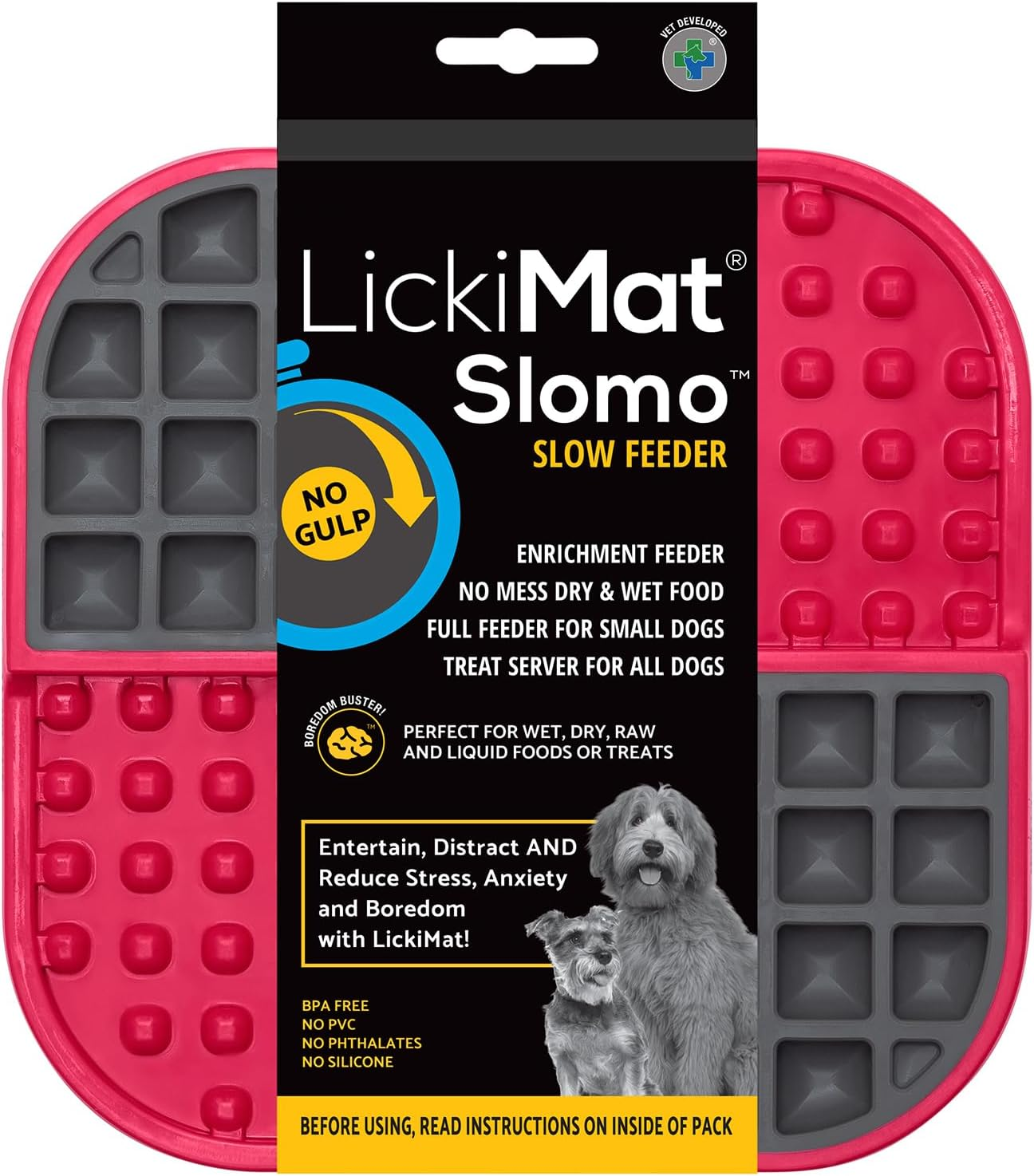Lickimat Slomo, Original Dog Slow Feeder, Licking Mat and Alternative to Puzzle Feeder. Great Boredom Buster for Dogs (Purple) image number 1