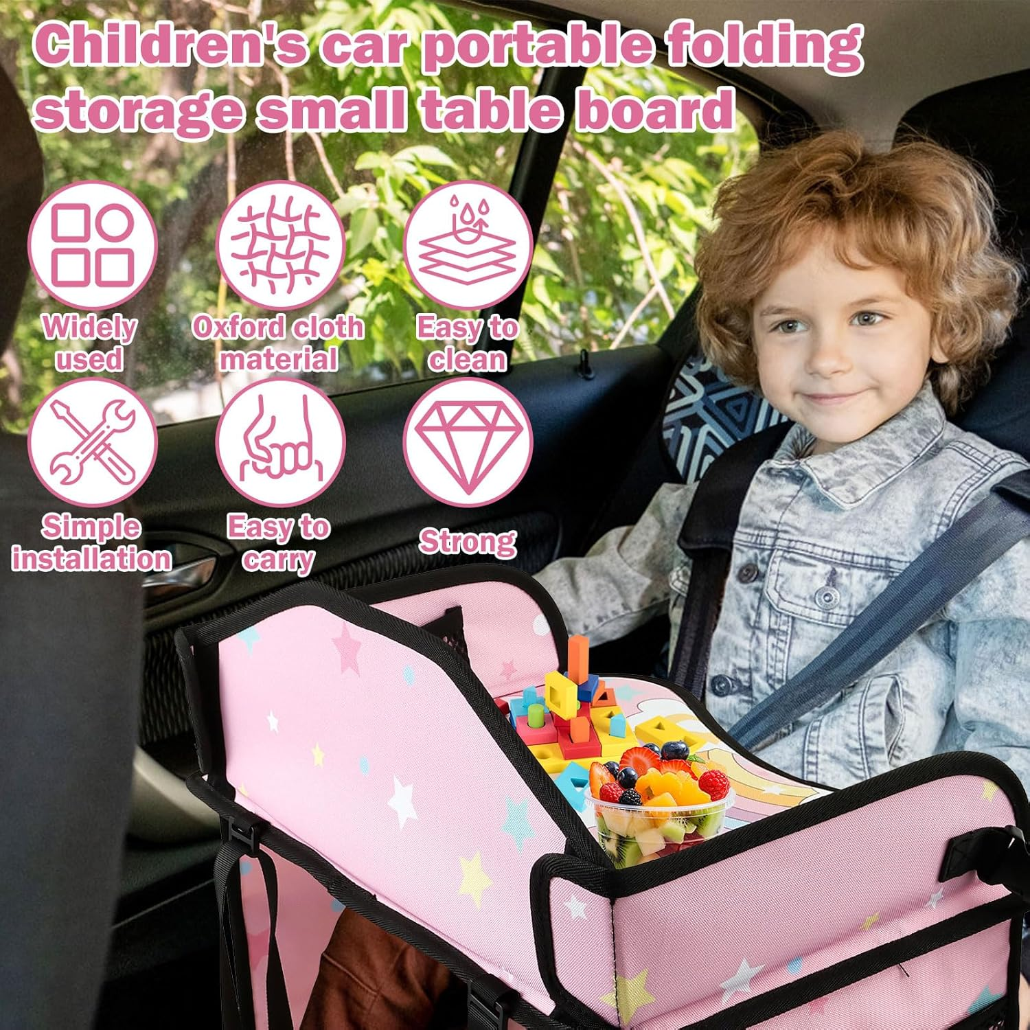 Enduring Car Seat Tray Portable Kid Travel Table Multifunctional Car Seat Tray Table for Children Road Trip Activity Kids Travel(Style2) image number 4
