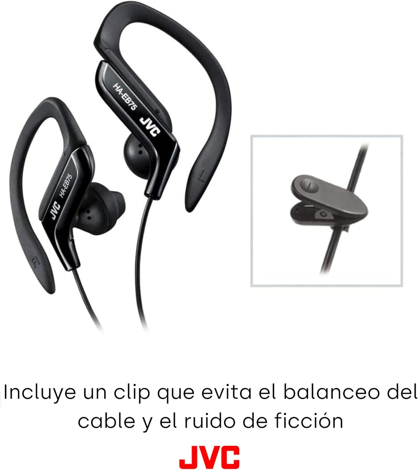 JVC HA-EB75-BN-U Ear Clip Sports Headphones - Splash Protection IPX2, Black image number 1