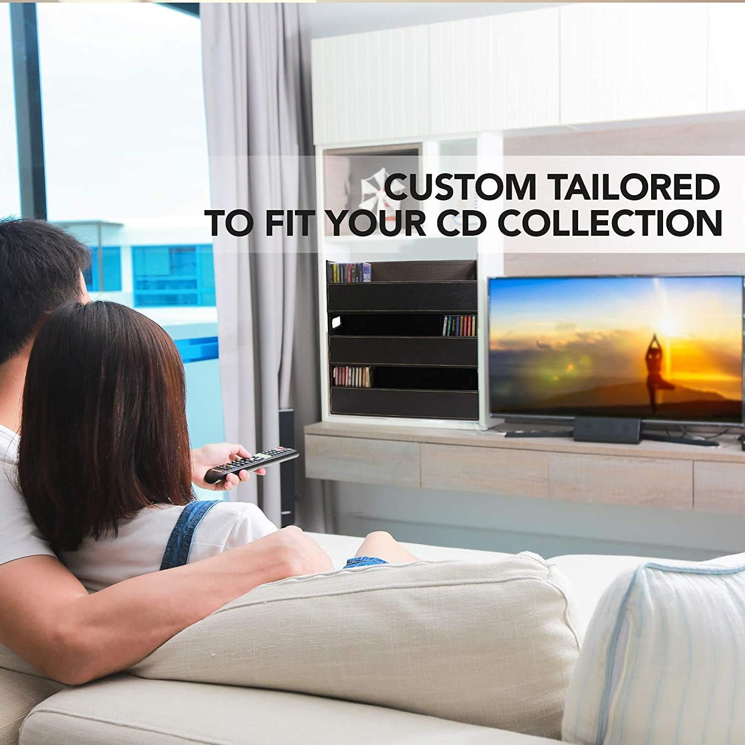 Stock Your Home Stacking CD Tray and Media Storage Box for CD Shelf Storage and Organization Holds 40 Cds - Chocolate image number 3