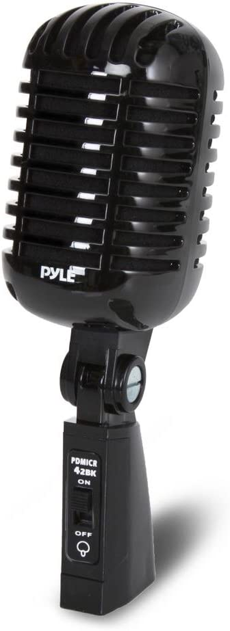 Pyle PDMICR42SL Classic Retro Vintage Style Dynamic Vocal Microphone with 15Ft XLR Cable (Silver)