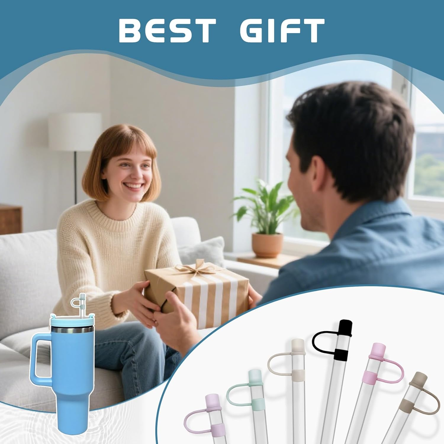 13Pcs Stanley Cup Compatible Straw Set, 6 Reusable Plastic Straws, 6 Silicone Morandi Straw Covers, 1 Cleaning Brush, Stanley Cup Accessories, for 40 Oz/30 Oz Tumblers image number 4