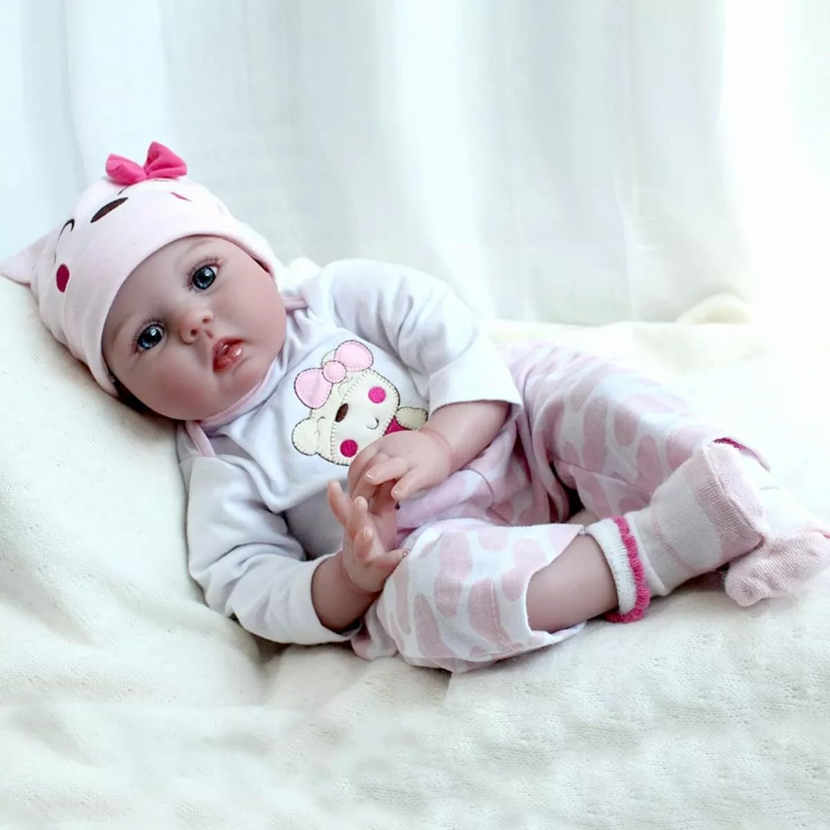 ZIYIUI 22 Inch 55 Cm Reborn Dolls Baby Girls Lifelike Soft Silicone Vinyl Reborn Babies That Look Real Newborn Reborn Doll Toddler Girl Toy Birthday Xmas Gift image number 1