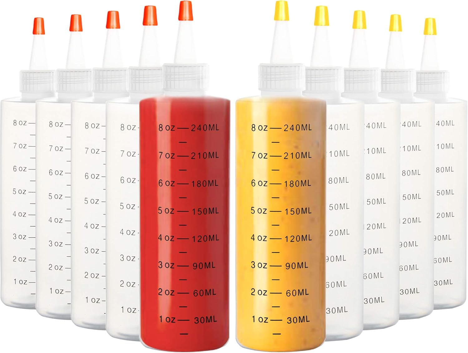 Youngever 10 Pack 250ML Plastic Squeeze Bottles, Plastic Sauce Bottles image number 3