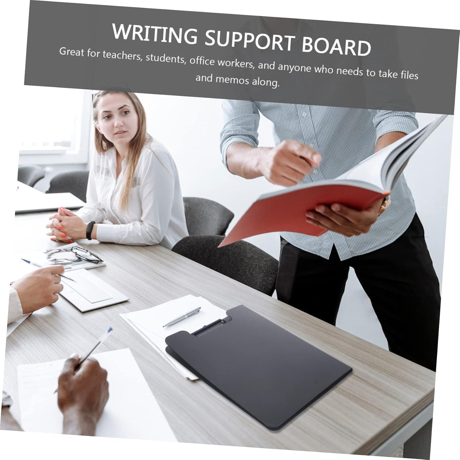 TEHAUX Office Clipboard Storage Clip Portable Writing Board for File Organization Design Secure Clips for Documents Notes Lightweight Stylish for Office School Use - Black image number 6