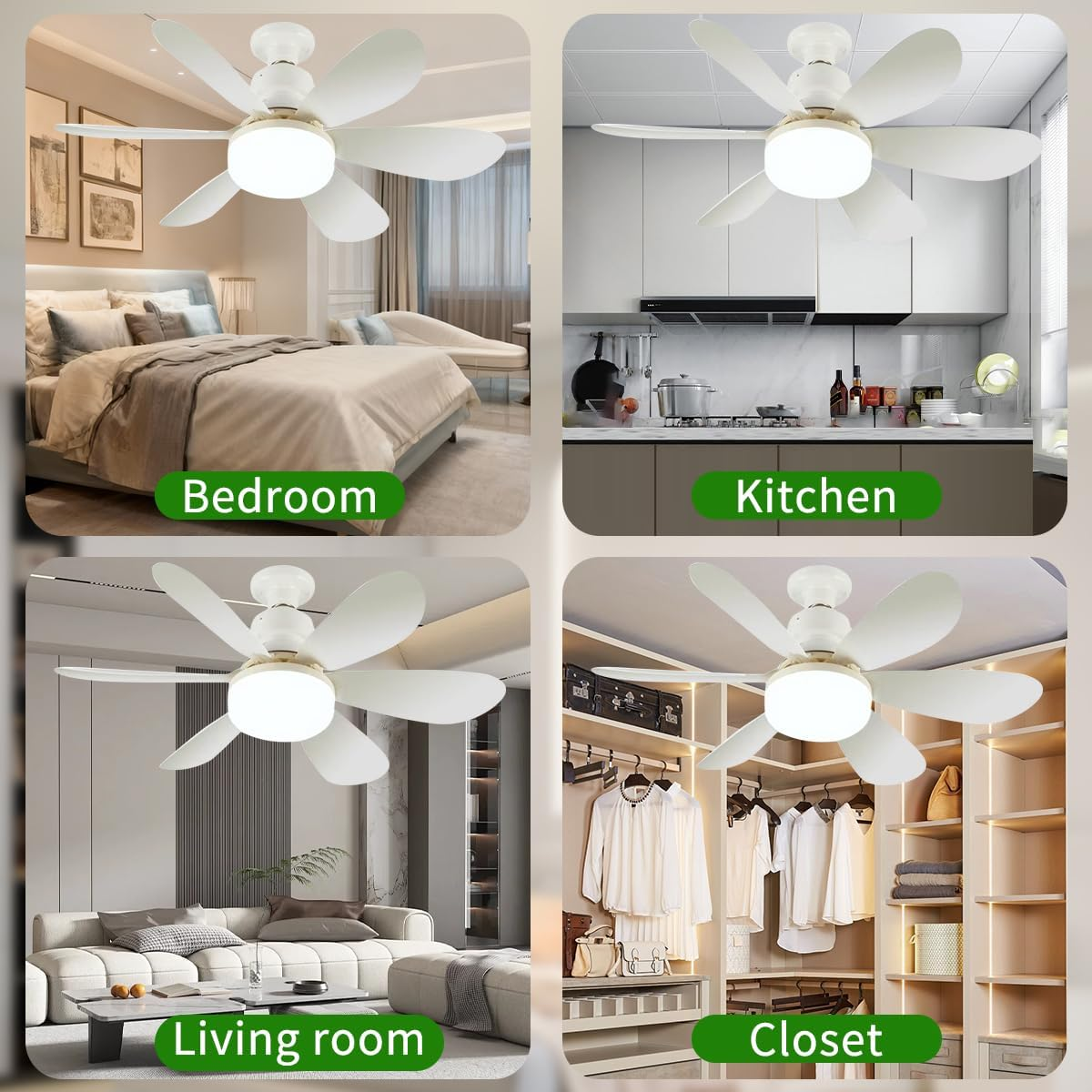 Ceiling Fan with Light and Remote, Stepless Dimmable Ceiling Fan, 3 Speeds, Timer Setting, Suitable for Garage, Kitchen, Bedroom, E26/E27 Lamp Holder, with Extension Pole image number 1