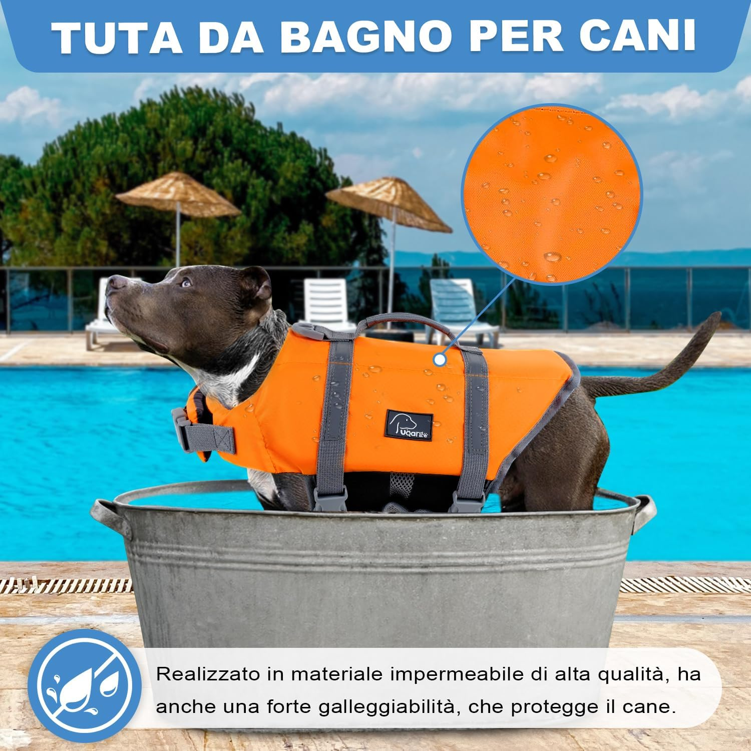 Voarge Dog Life Jacket, Pet Safety Vest Swimwear Dog Life Jacket, Adjustable for Dog Size with Strong Swimming and Rescue Handle (Orange, S) image number 5