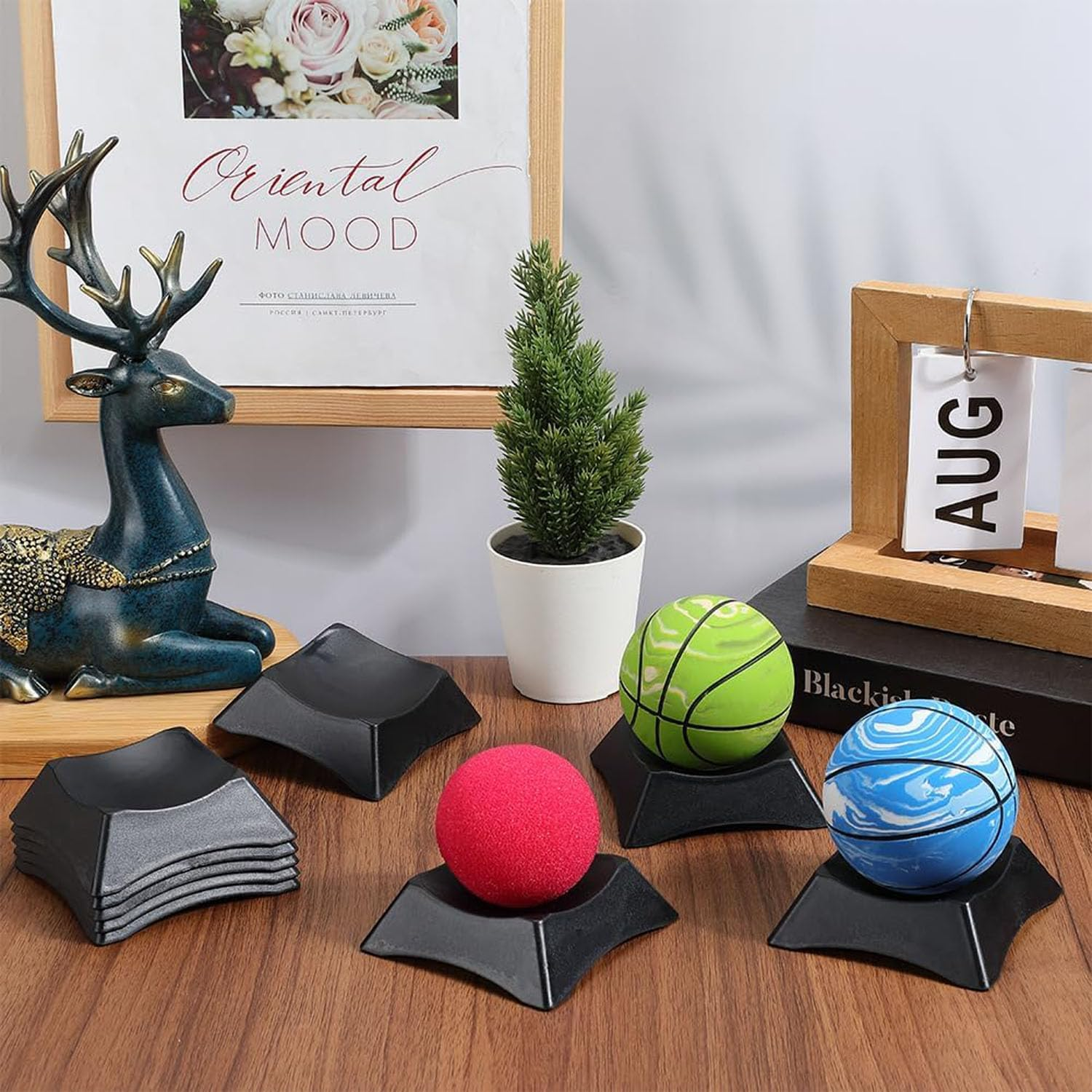 10Pcs Basketball Football Volleyball Plastic Display Stand,Football Display Stand,Basketball Holder,Sport Ball Display Stability Stand(Black) image number 2