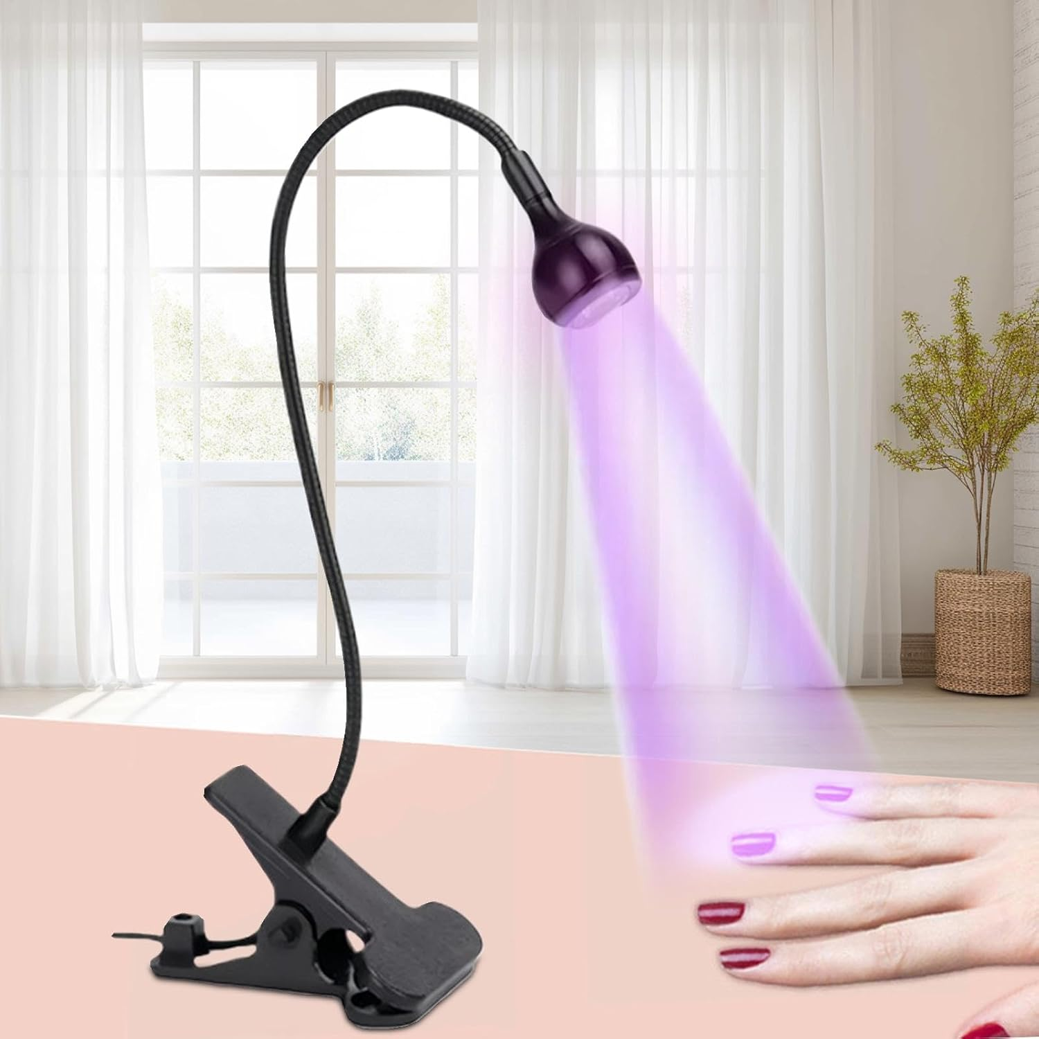 Galeyyu UV Light for Gel Nails | Clamp LED Nail Lamp Gooseneck UV Light for Nails - USB Manicure Dryer Nail Accessories for Women Girls, Home Salon Use - White image number 2