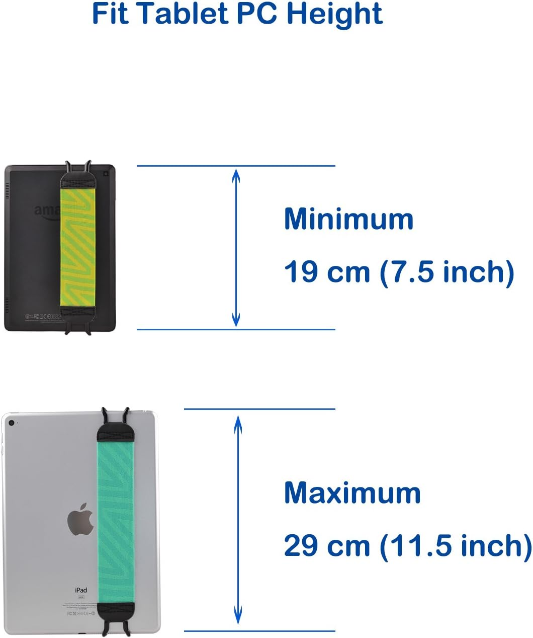 TFY Security Hand-Strap for Tablets Ipad & E-Readers - Apple Ipad Ipad 4 Ipad Air (Ipad Air 2) Ipad Mini - Ipad Pro 9.7 - Samsung Galaxy Tab & Note - Google Nexus and More - Black/Gray image number 2