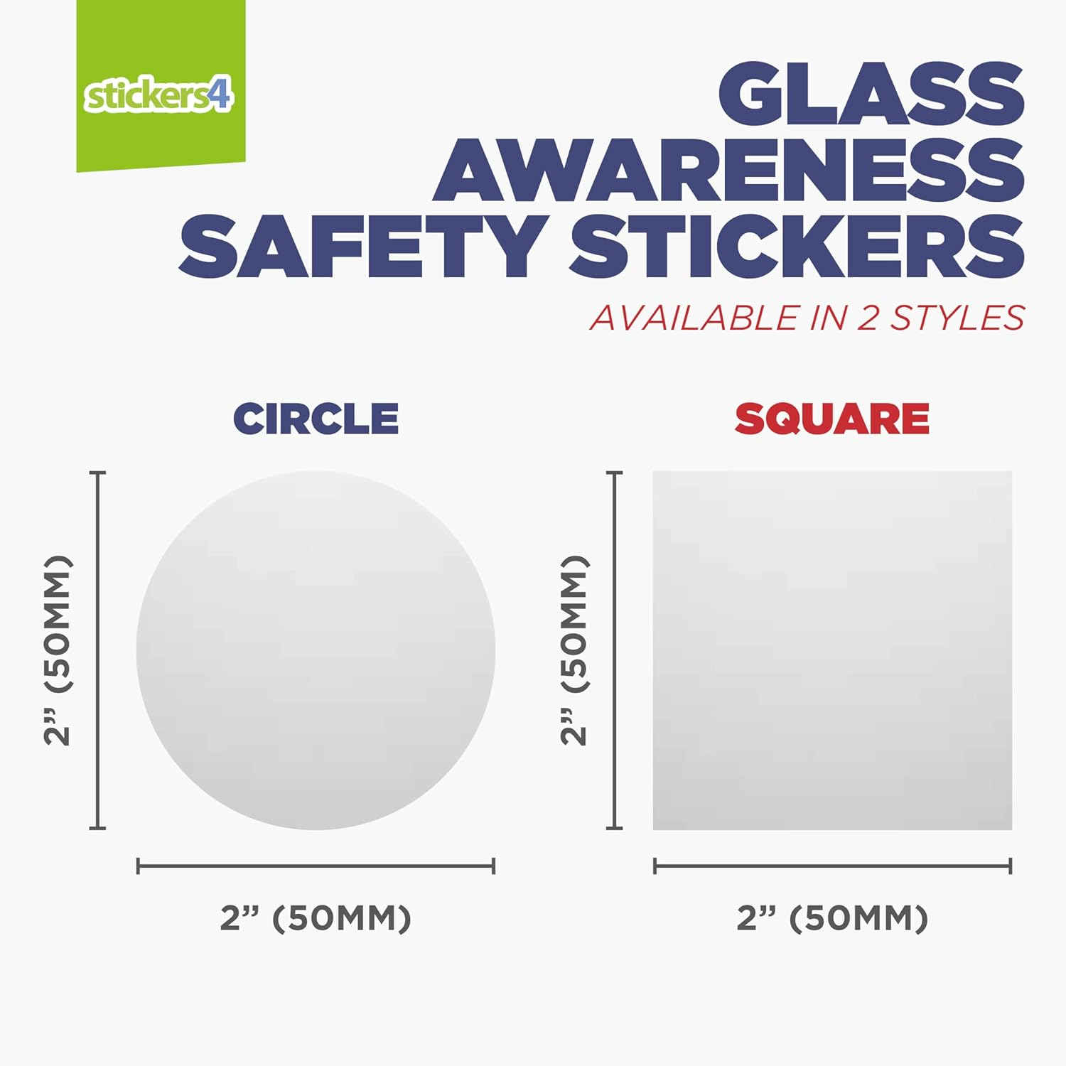 60 X Etched Glass Safety Windows Stickers - 50Mm Square Glass Awareness Decals for Patio Doors, Panels, Doors, Balconies, Shower Doors and Partitions image number 1