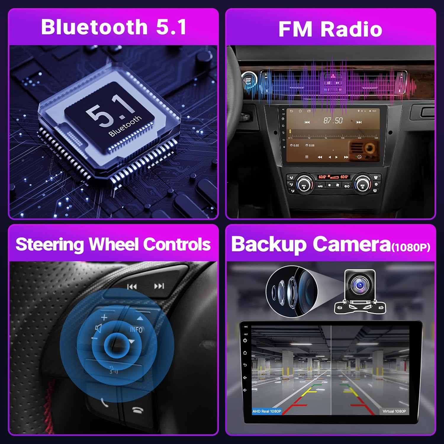 Leadfan Android Car Stereo for BMW 3 Series 328I 335I 325I (E90/E92/E93) 2005-2011 with Wireless Carplay Android Auto 9'' Touch Screen In-Dash GPS Navigation Bluetooth Wifi Unit+Backup Camera+Canbus image number 2