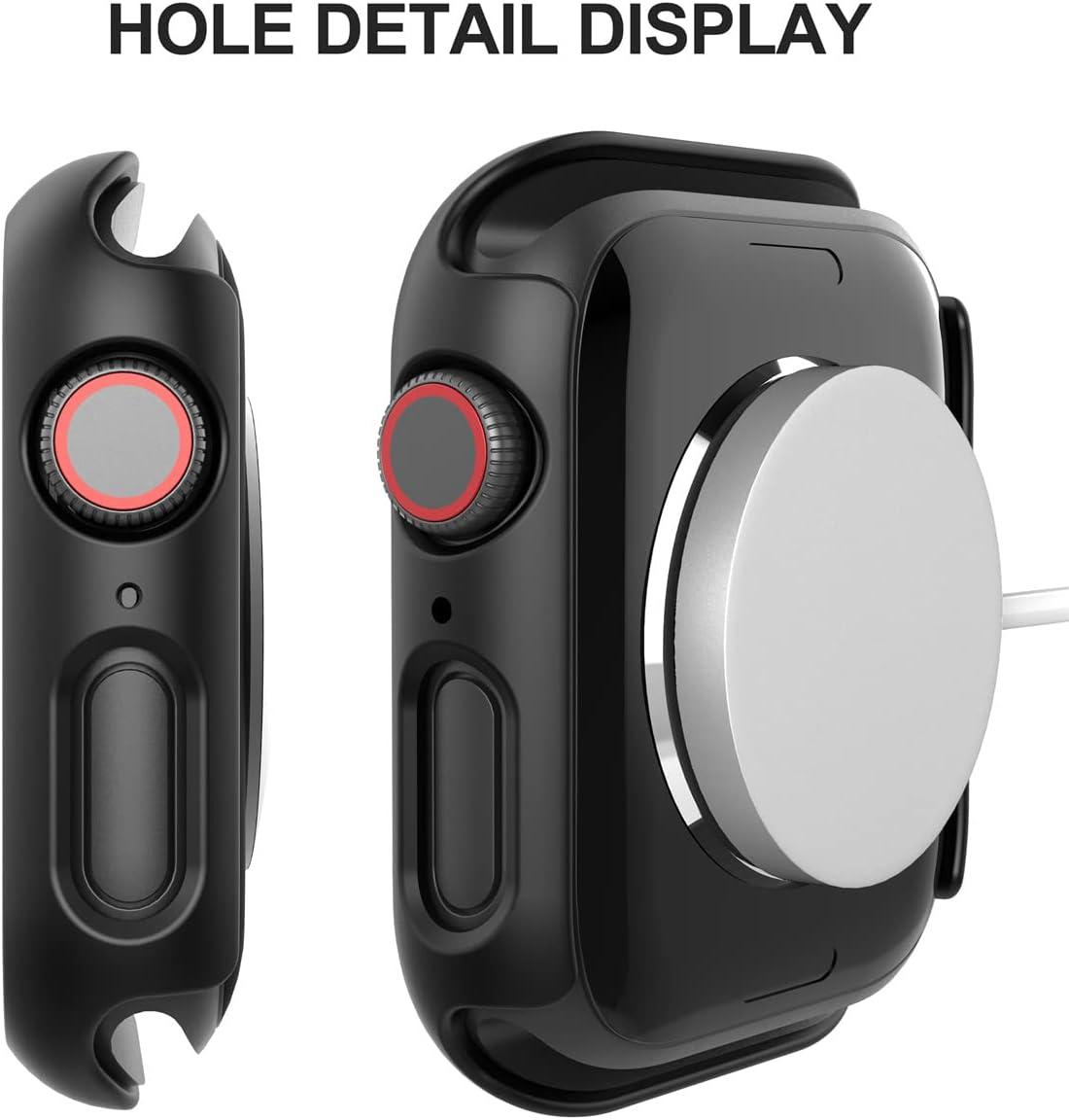 Diruite 2-Pack for Apple Watch Series 9/8/7 41Mm Screen Protector Case, All-Around HD Tempered Glass Ultra-Thin PC Hard Matte Protective Cover - Black image number 4