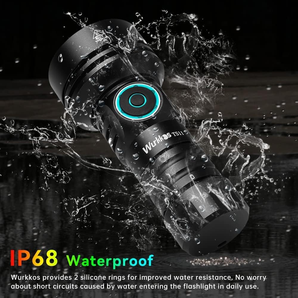 Wurkkos TS11 Rechargeable Led Torch, 616M Long Range Flashlight, 2000 Lumen Super Bright EDC Flashlight, Anduril 2.0, IP68 Waterproof Torch for Outdoor Camping Hunting Searching(Black -6500K) image number 1