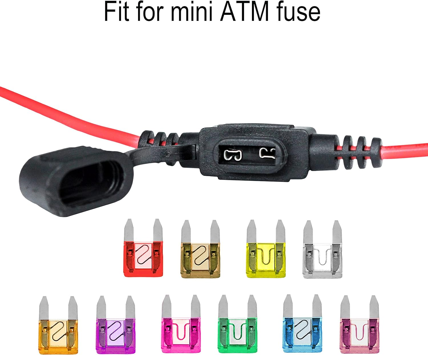 Inline Fuse Holder, VANTRONIK IP65 Waterproof Mini Car Blade Fuse Holder with 16 AWG Gauge 30 Cm Wire for ATM/APM Mini Size Blade Fuse 10 Pack image number 1