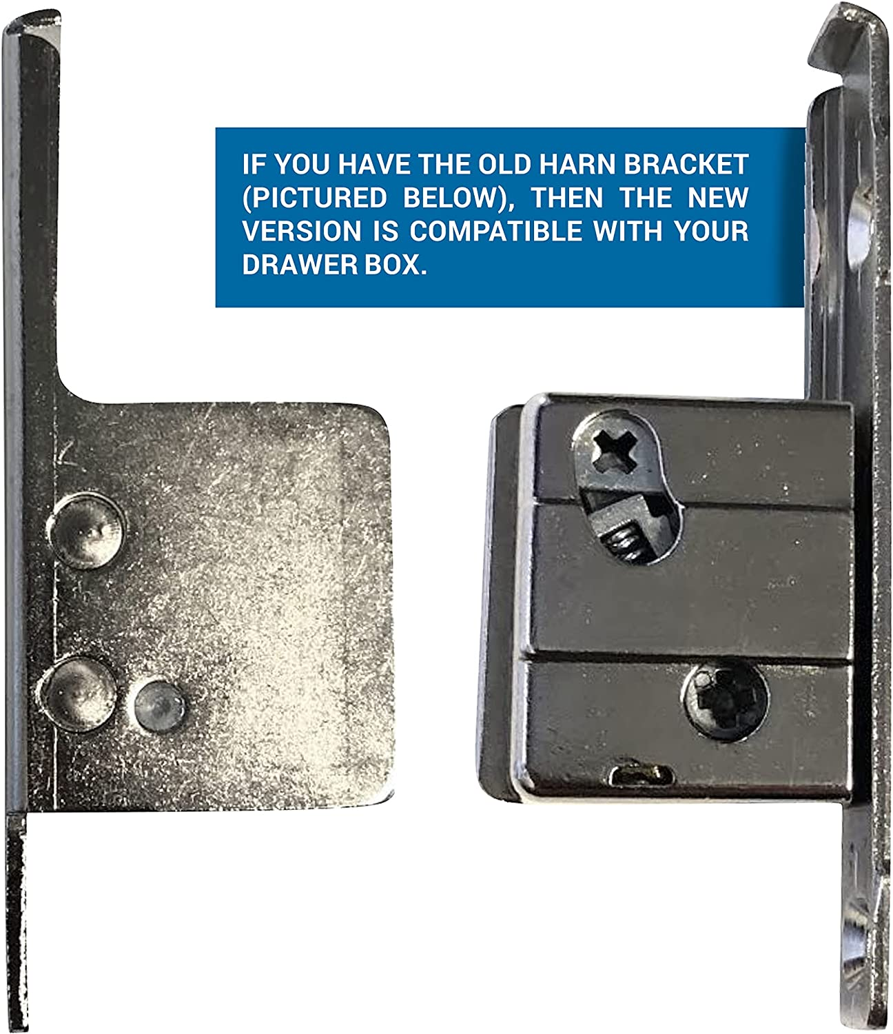 Rok Hardware Harn Impaz Drawer Box Slide Runner Left/Right Clip on Screw on Front Fixing Bracket Pair (1 Pair, Left/Right) image number 2