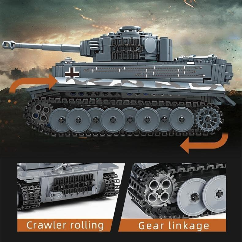 Mould King Tiger Tank Building Blocks Set, Remote Control Military Vehicle Construction Kit, Adult Collectible Model Tanks, Gifts Toys for Boy(800 Pieces) image number 3