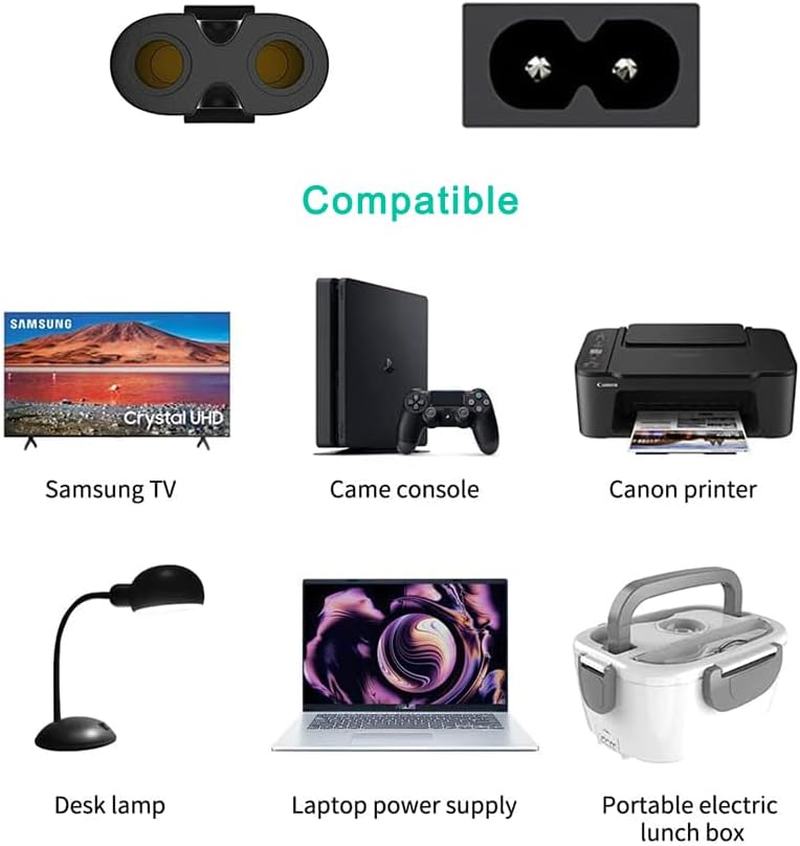 Aus 2Pin Mains Plug L Shape Figure 8 Angled C7 Power Cord 3M Australia Iec-C7 Power Cable 2X0.75Mm2 2 Cores for TV Xbox PS4 image number 1