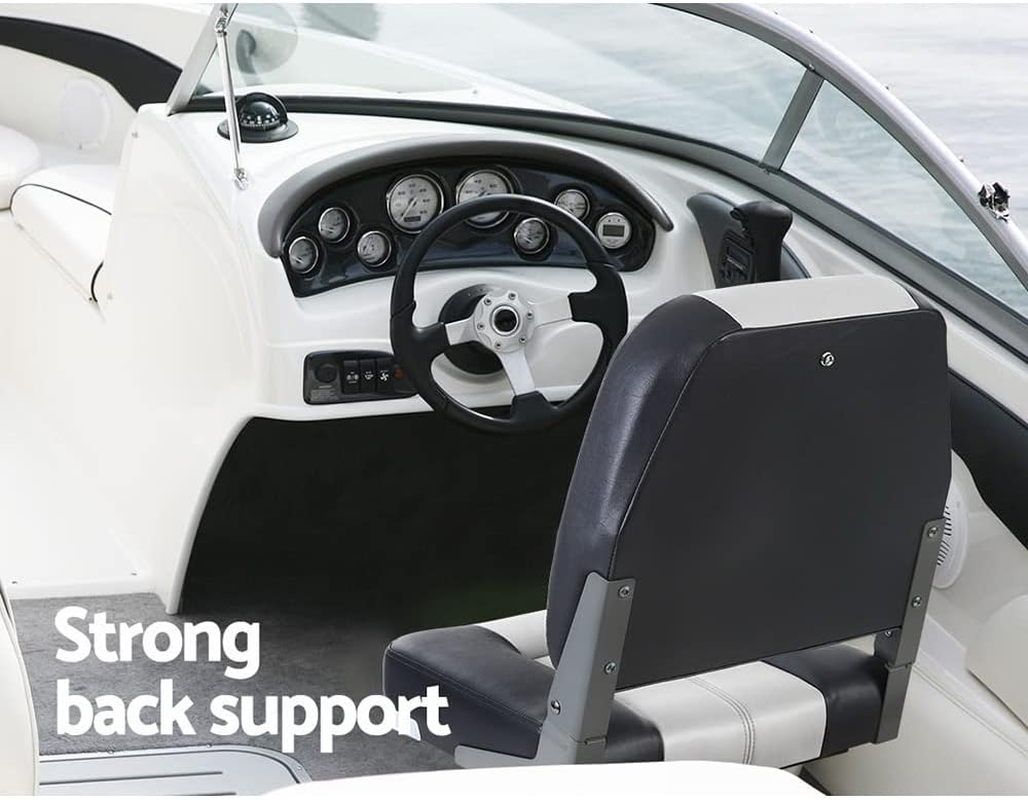 Seamanship Boat Seats, Set of 2 Folding Seat Swivel Chair Floor Chairs Marine Seating Fishing Outdoor Accessories, XL Backrest All Weather Conditions Stainless Steel Grey image number 1