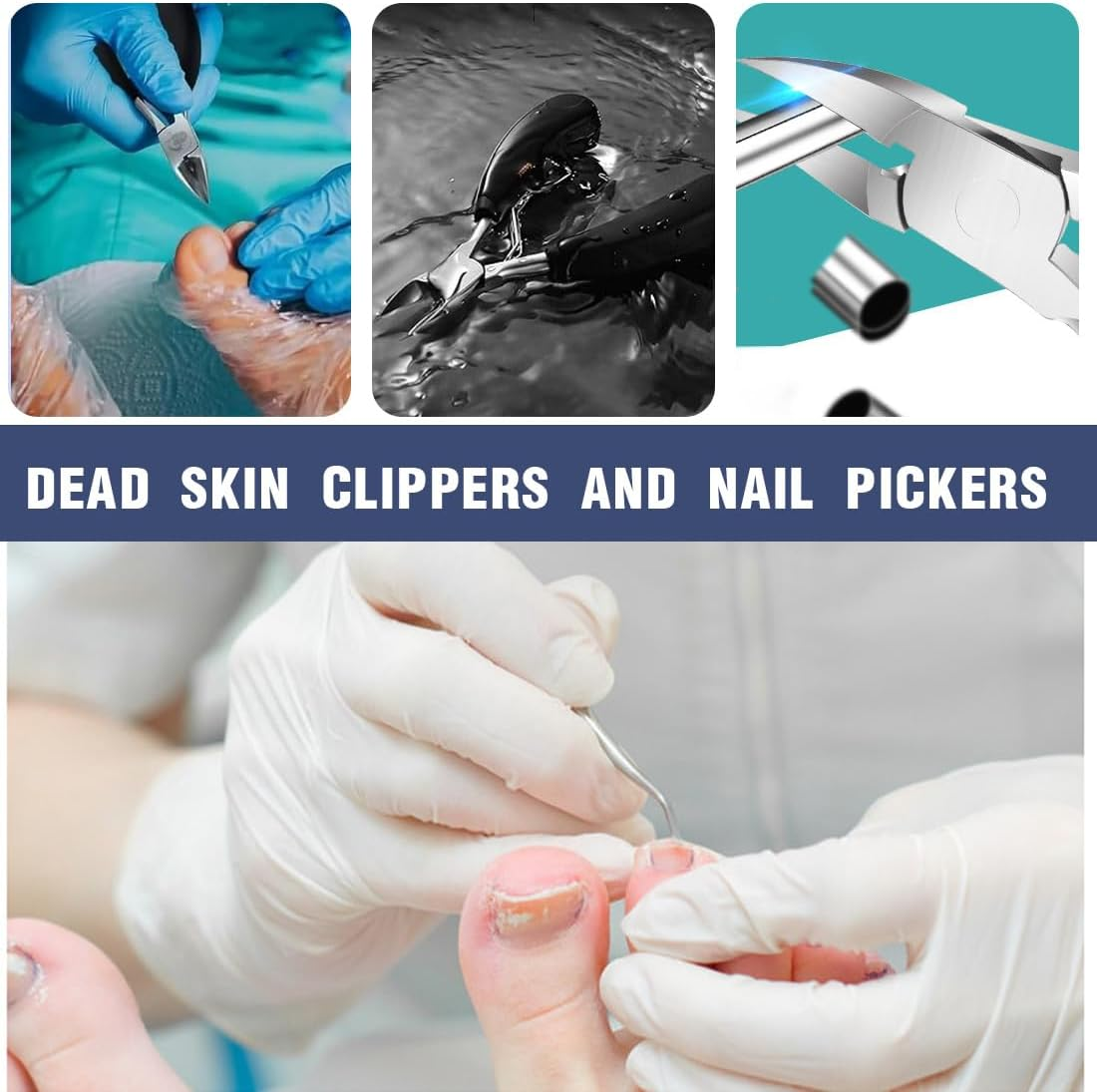 Precision Toenail Clippers, Metal Nail Clippers, Nail Scissors for Thick and Deep Ingrown Toenails, Toehenic Acid Clippers Made of Stainless Steel, Professional Fingernail Clipper, Soft Grip image number 3