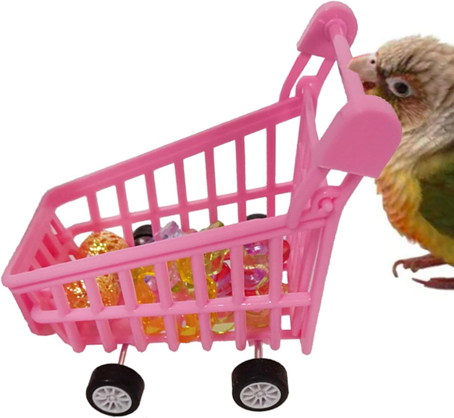 Shurzzesj Bird Shopping Cart Toy - Supermarket Handcart Toy for Parrots - Bird Parrot Puzzle Toy Shopping Cart Ball Toy Bird Educational Training Toy for Conure Parrot Budgie Parakeet image number 3