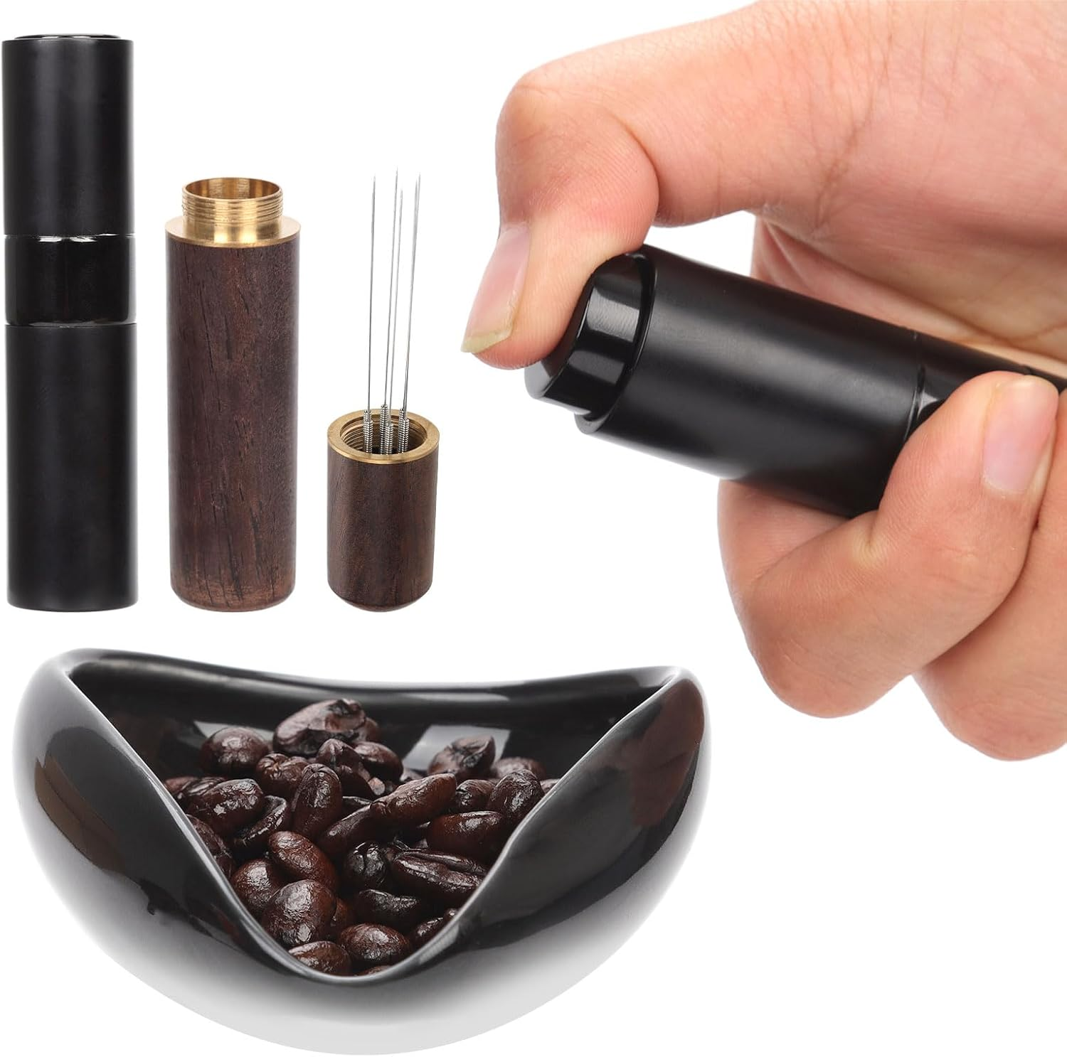 4-Piece Coffee Bean Dosing Cup, Spray Bottle, Espresso Stirrer Tool, Teaspoon Set, Ceramic Coffee Dosing Vessel Tray Kit Coffee Bar Accessories for Coffee Lovers (Up to 35G Coffee Bean) image number 2