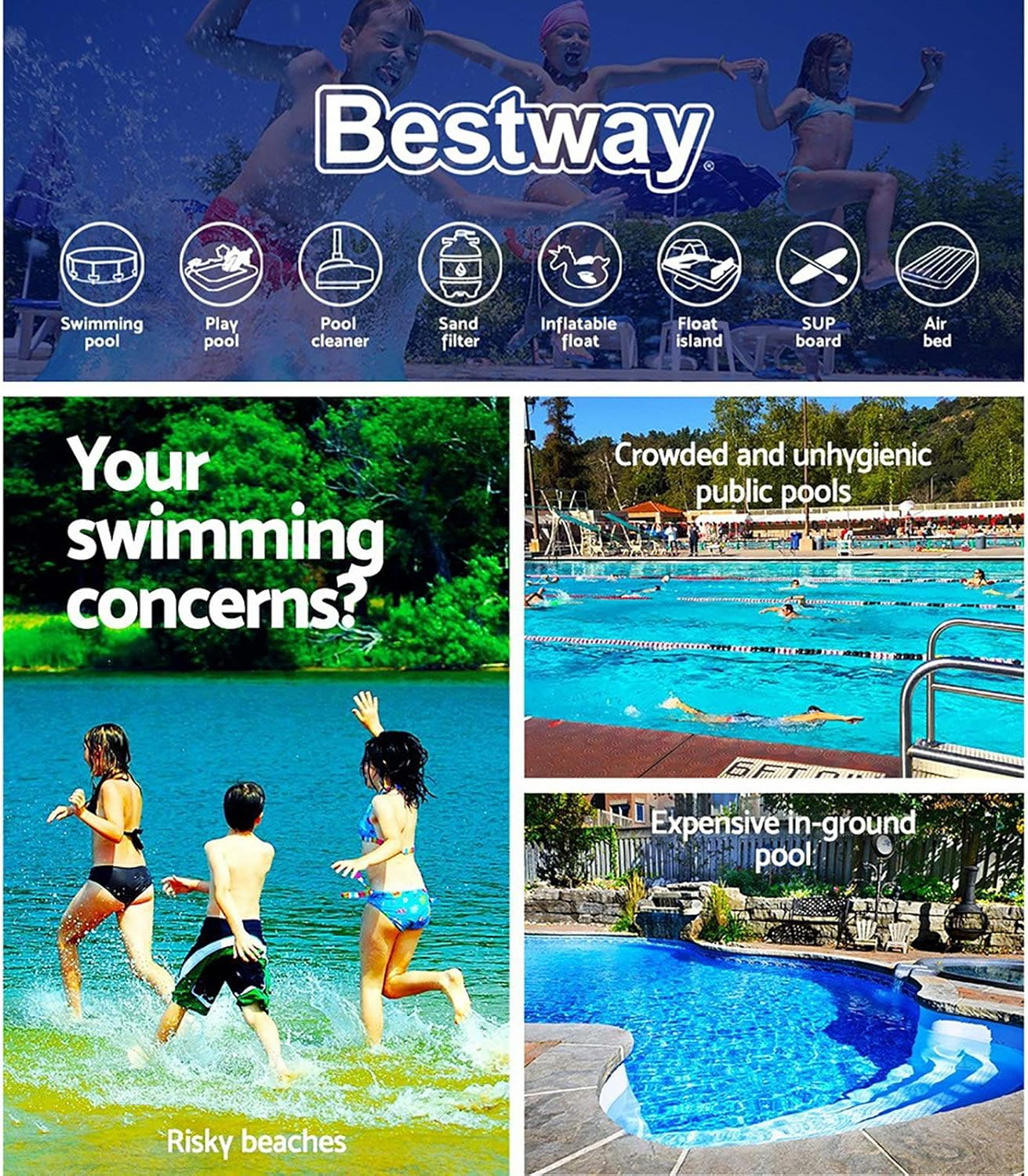 Bestway Deep Dive 3-Ring Swimming Pool, F1.83M X H33Cm image number 4