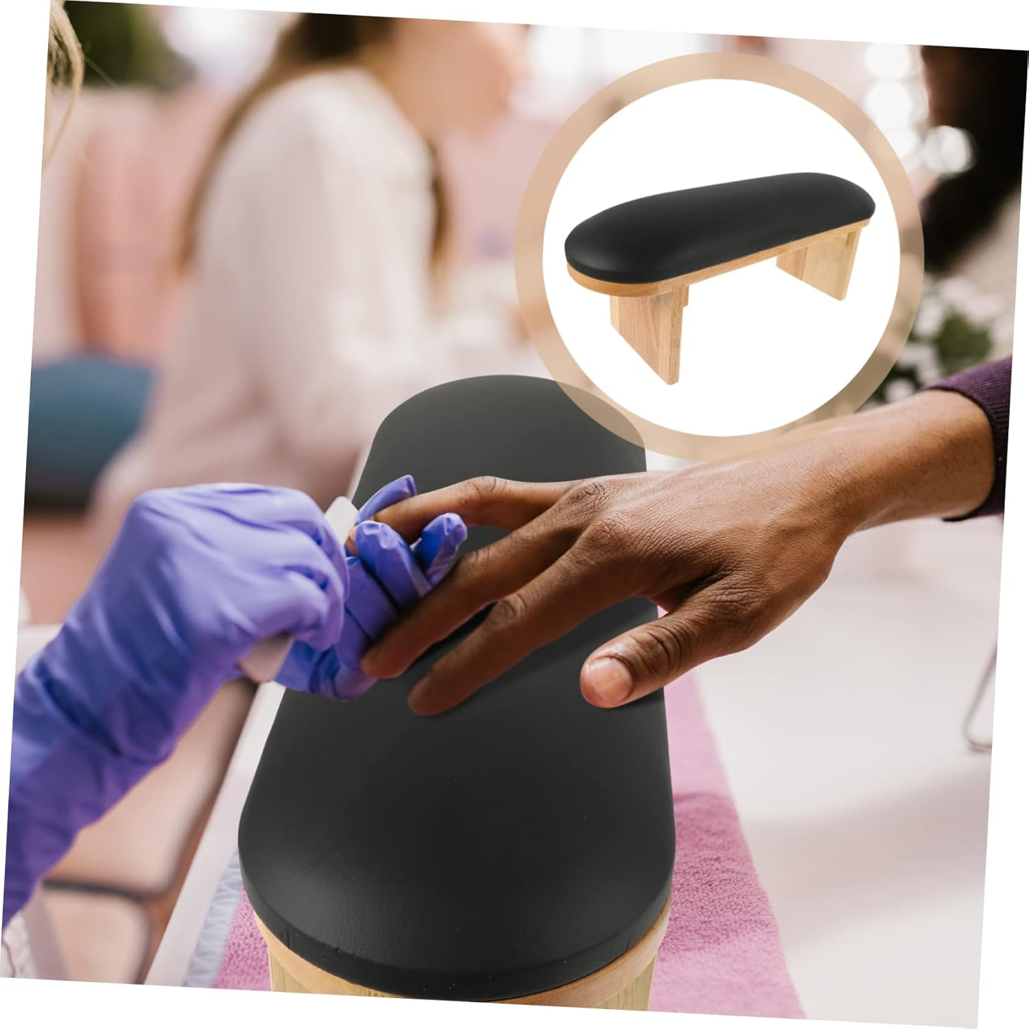 HAPINARY Manicure Hand Rest Cushion Comfortable Leather Nail Art Armrest for Salon and Home Use Portable Nail Tech Accessory image number 3