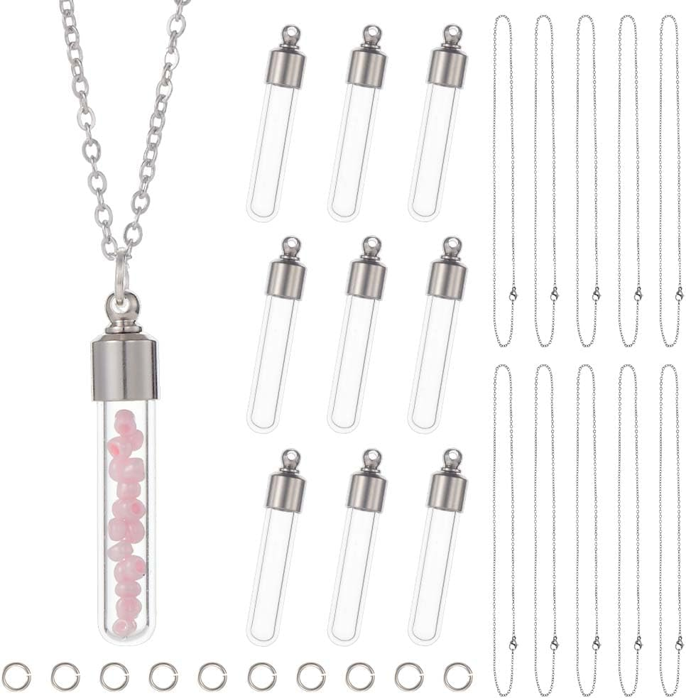 SUNNYCLUE 2 Styles 20 Set Mini Glass Bottle Wish Earrings Making Kit Waxed Cotton Cord & Earring Hooks Teardrop round Clear Globe Charms Pendants for DIY Earring Necklace Jewellery Making Kits