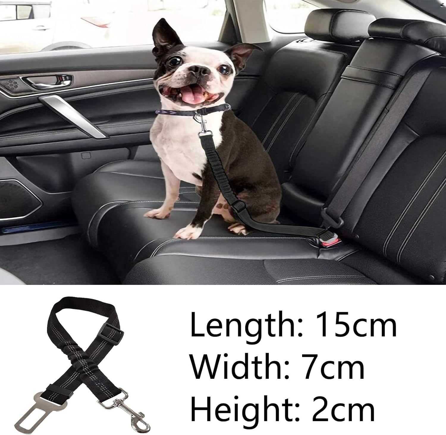 Adjustable Dog Seat Belt&mdash; 20-35 Inch Small Dog Harness with Extendable Bungee Leash .For Car Travel and Dog Carrier Pet Safety Vehicle Accessories/Black image number 5