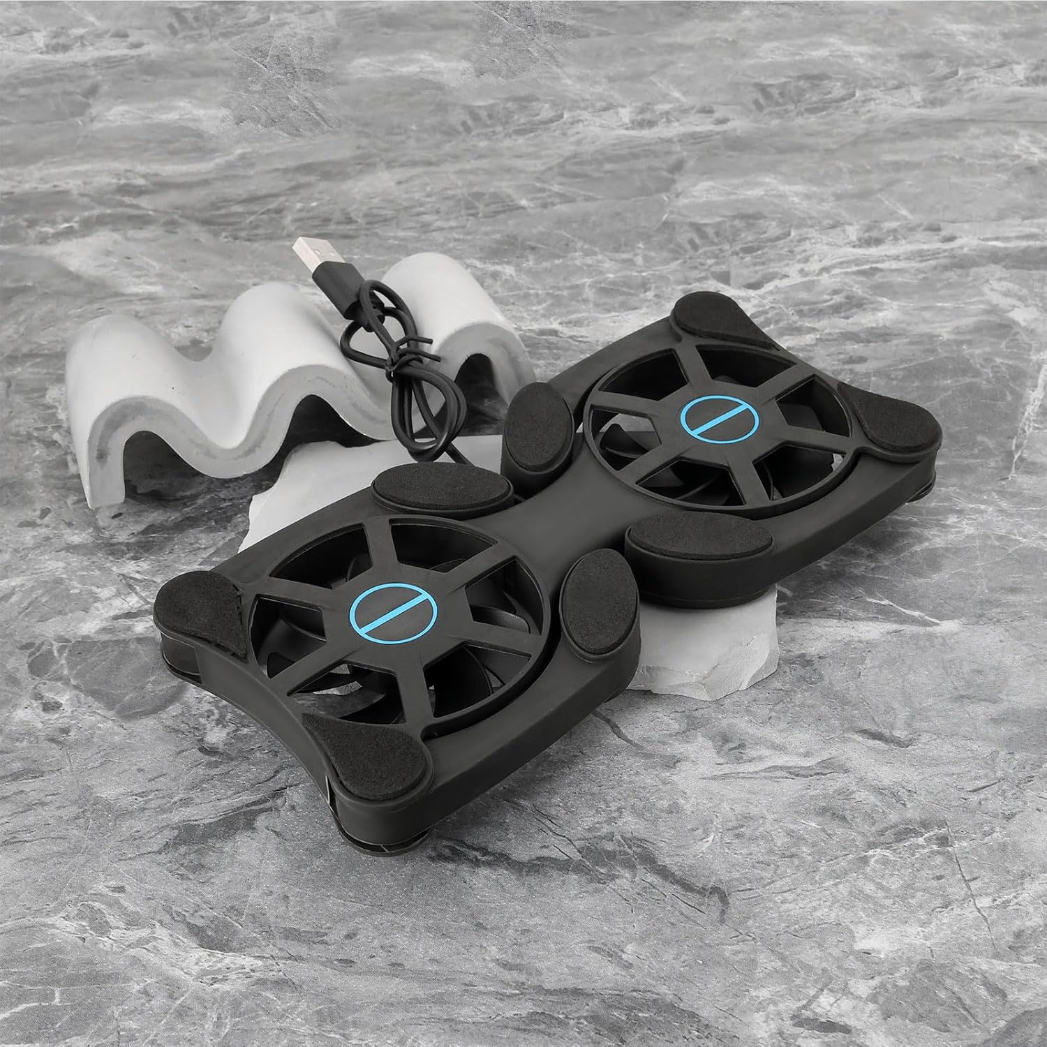 OTOTEC 2Pcs Laptop Cooling Mat Mini USB Fan Dual USB Cooling Fan Pad Portable Laptop Cooler for 7-15 Inch Laptop 19X8.7Cm/32.5X13Cm Line Length 37Cm image number 3