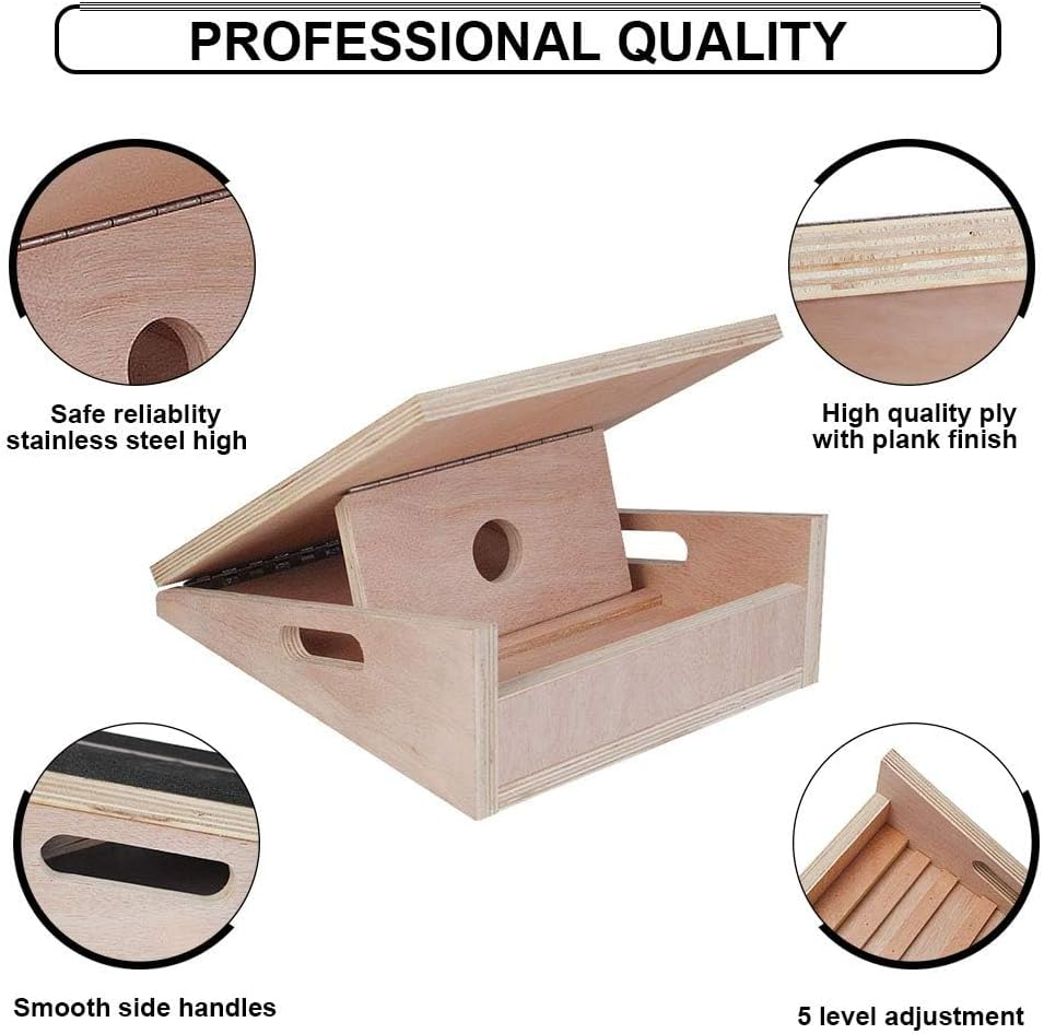 Professional Wooden Slant Board, Adjustable Incline Board and Calf Stretcher, Stretch Board - Extra Side-Handle Design for Portability (Black Full Cover) image number 3