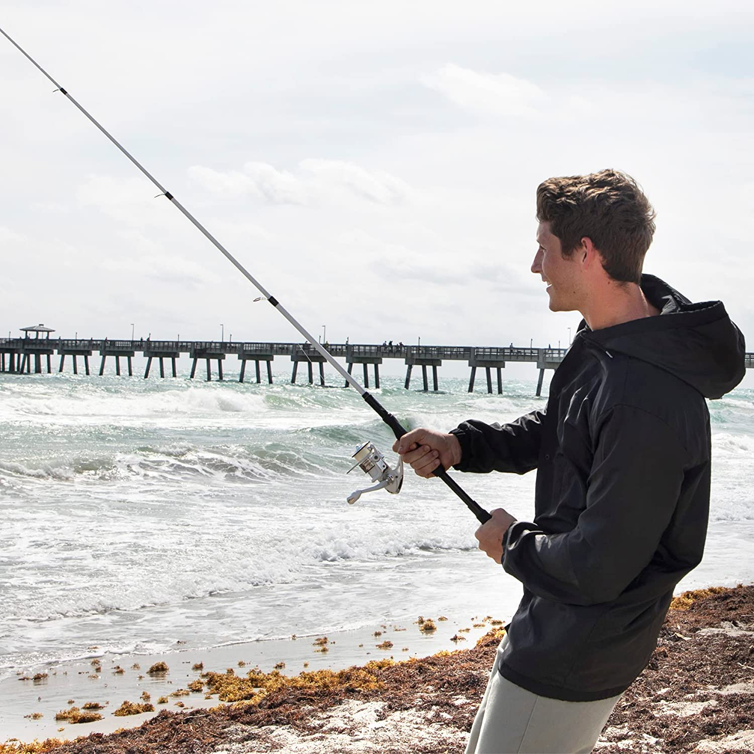 Telescopic Fishing Rod, Lightweight Carbon Fiber - Collapsible Freshwater and Saltwater Fishing Pole for Travel - Durable, Premium Quality Rods, Poles, Gear - Telespeed 2207