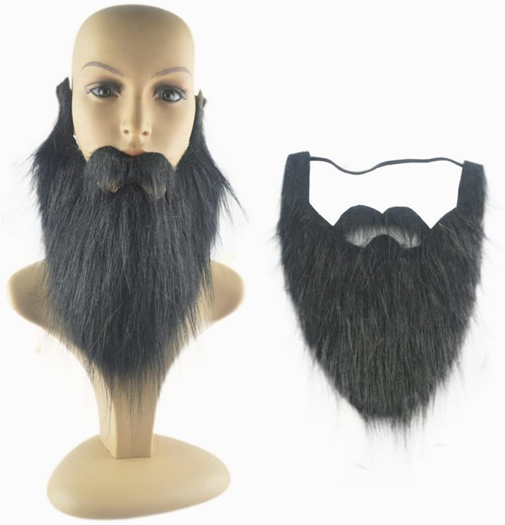 LXLUOO Santa Claus Beard Simulation Beard Beard, Large Beard Pirate Beard Props,Fake Beards Funny Fake Mustache Fake Whisker for Costume Halloween Party Supplies, 3Pcs(Brown+Black+Gray) image number 5