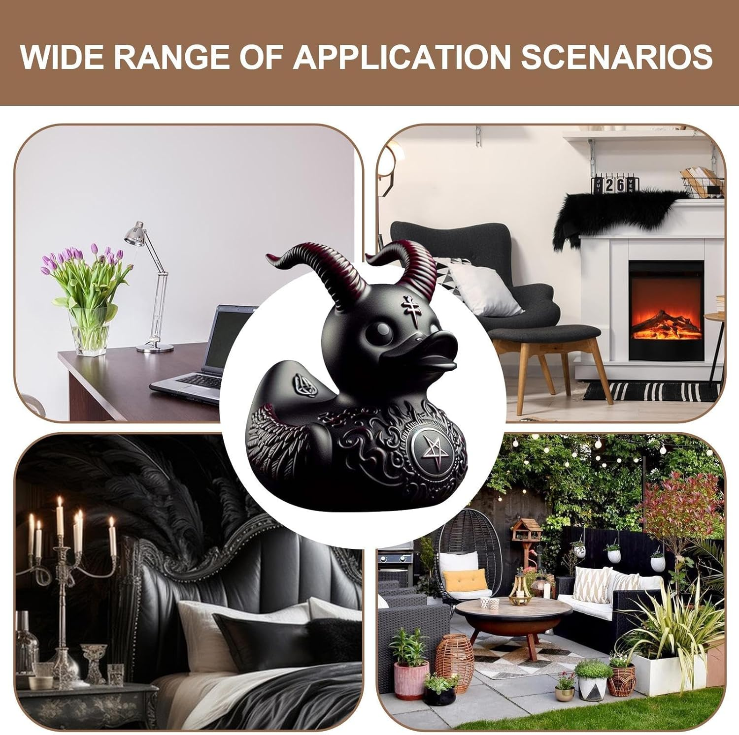 Generic Duckieville Duck Statue, Duckieville Duck Figure, Gothic Black Ducksville Duck, Resin Evil Rubber Duck Collectable Toys for Home Decor,1/5Pcs, NL27YRDFSJ35THXKORUC - Goth Girl Duck image number 7