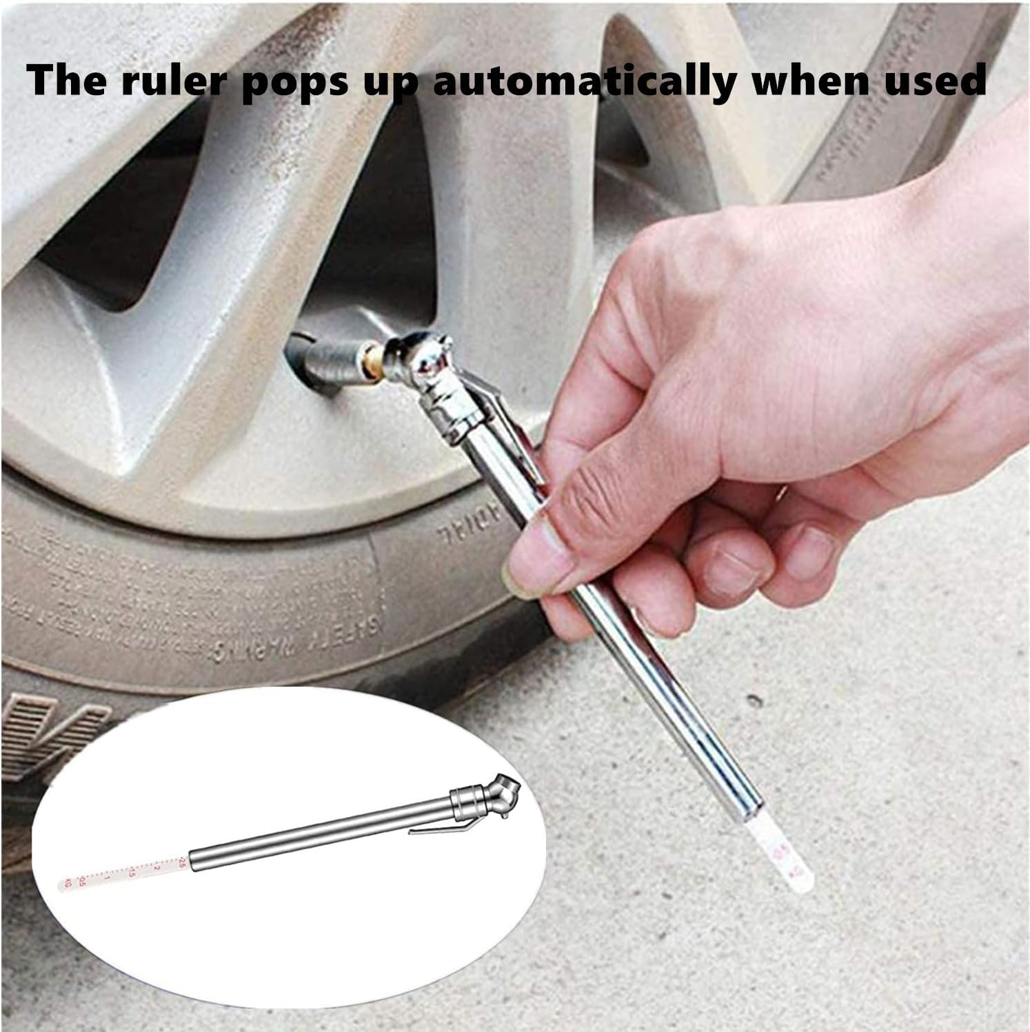 2 Pcs Portable Tire Pressure Gauge Tireair,Pencil Tire Pressure Gauge,Stainless Steel Body Pressure Gauge for Car,Truck,Rv,Motorcycle and Bike