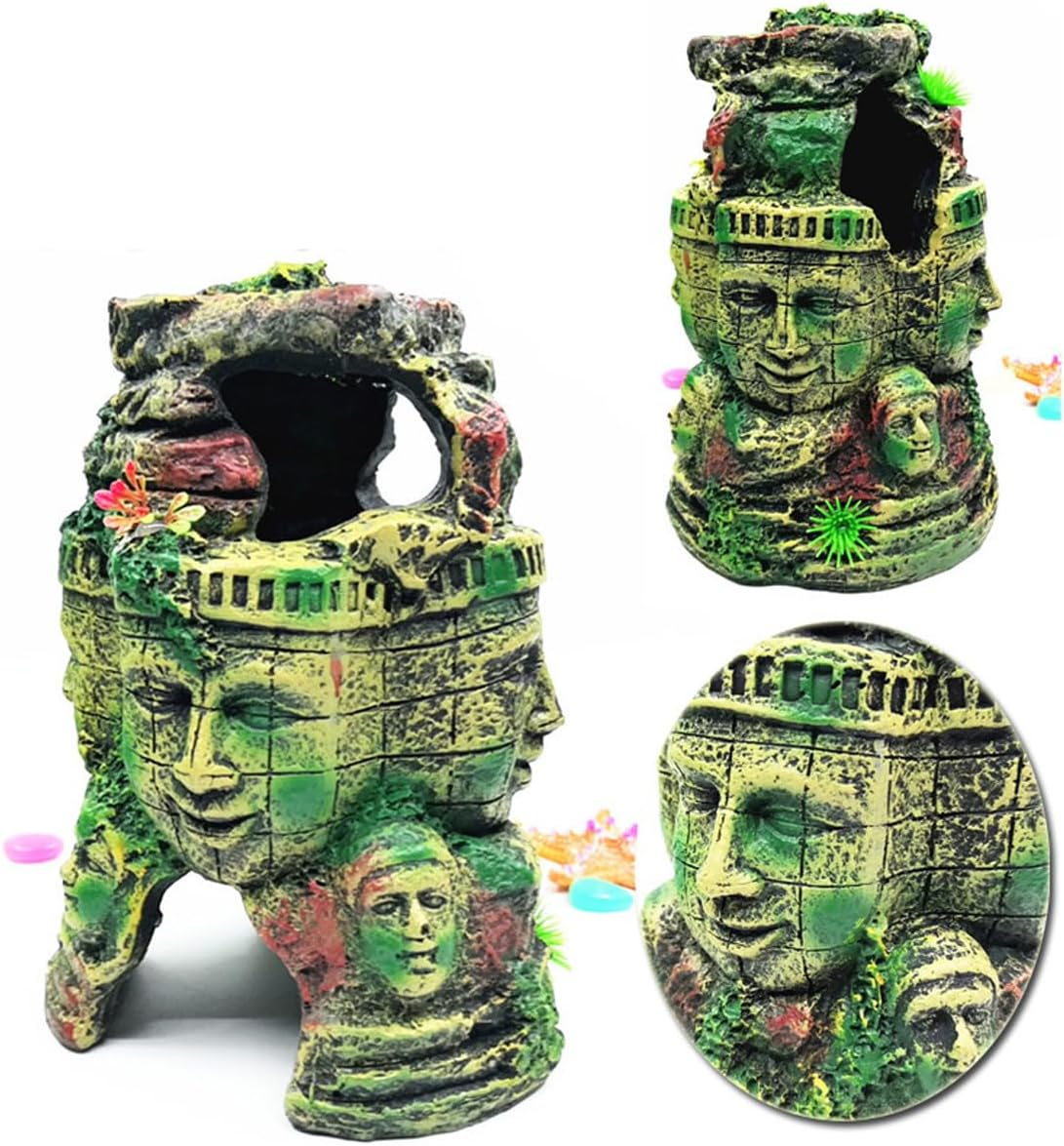 Aquarium and Reptile Tank Decorations, Easter Island Statues, Antique Roman Figures, Resin Ornaments for Aquatic and Terrarium Landscapes - Large Pyramid image number 3