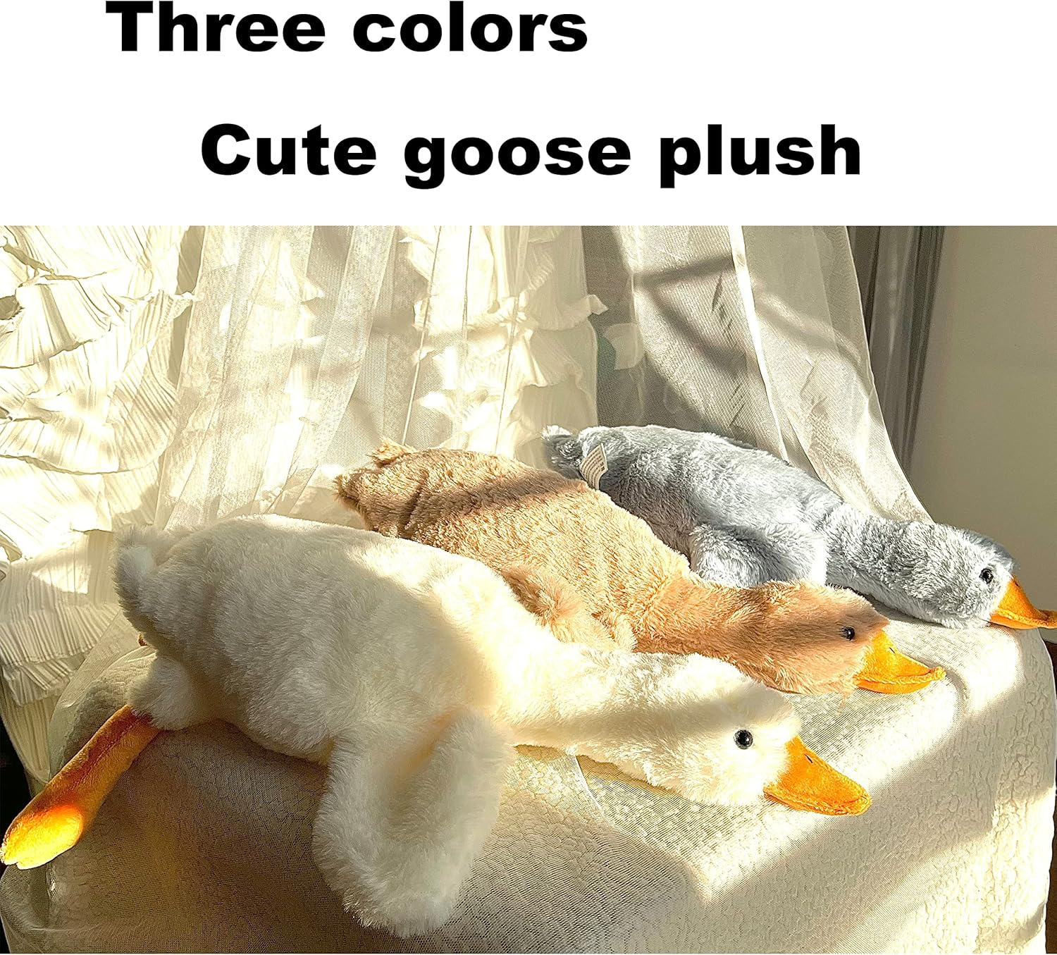 Small Goose Stuffed Animal, 3 Pack 20 Inch Tanha Plush Pillow Toy, Cute Duck Plush Pillow image number 3